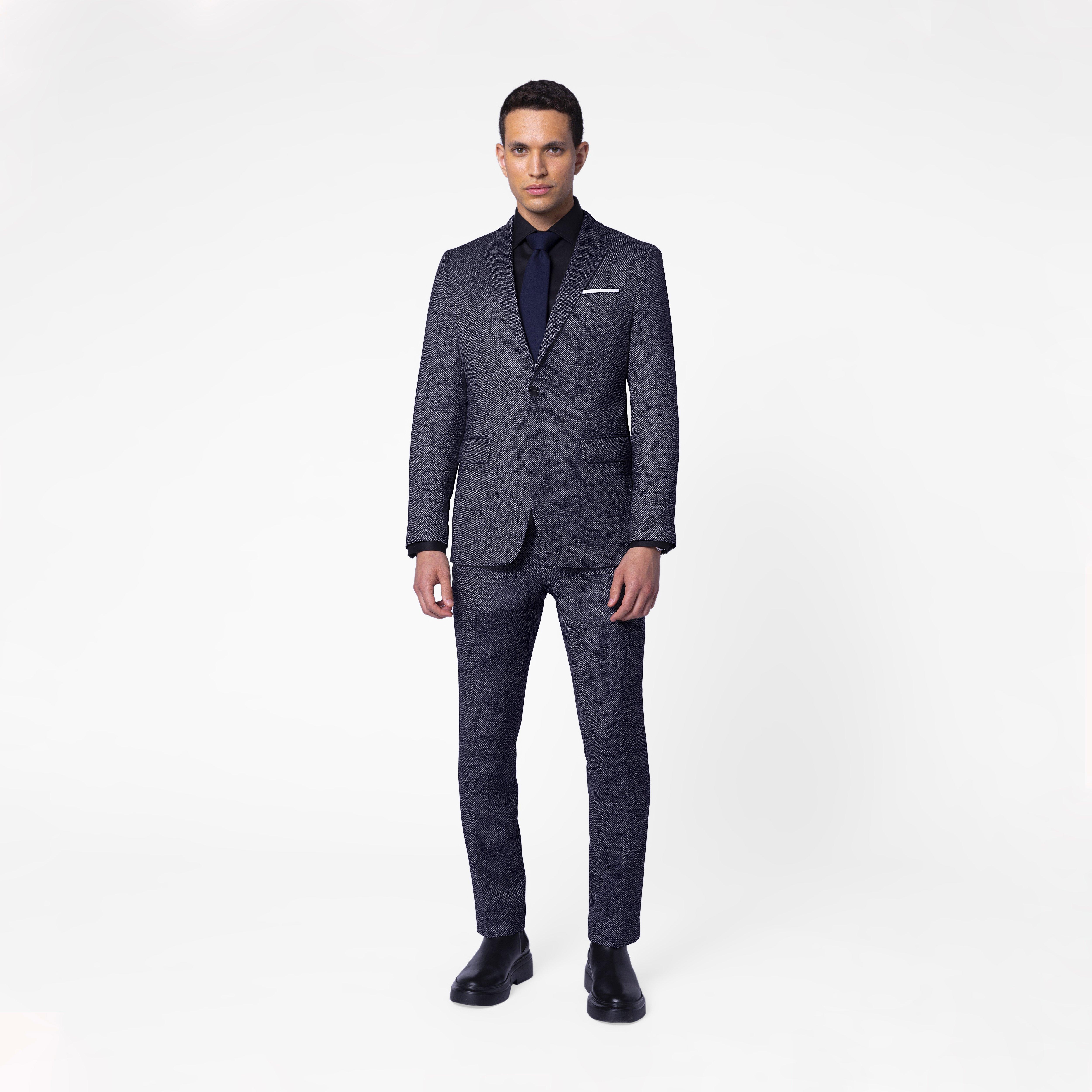 Custom Suits Made For You - Johnstone Dobby Charcoal Suit | INDOCHINO