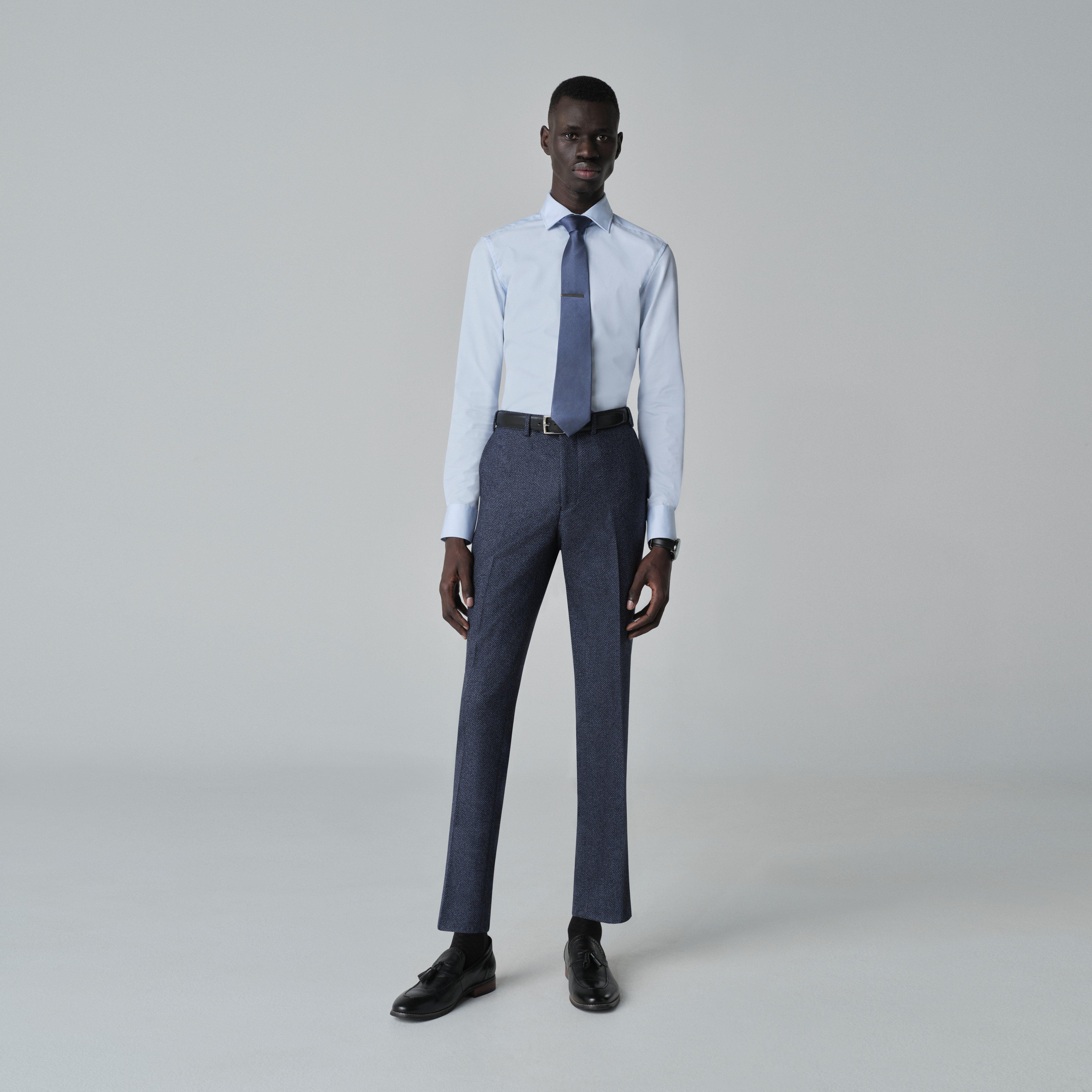 Custom Pants Made For You - Johnstone Dobby Navy Pants | INDOCHINO