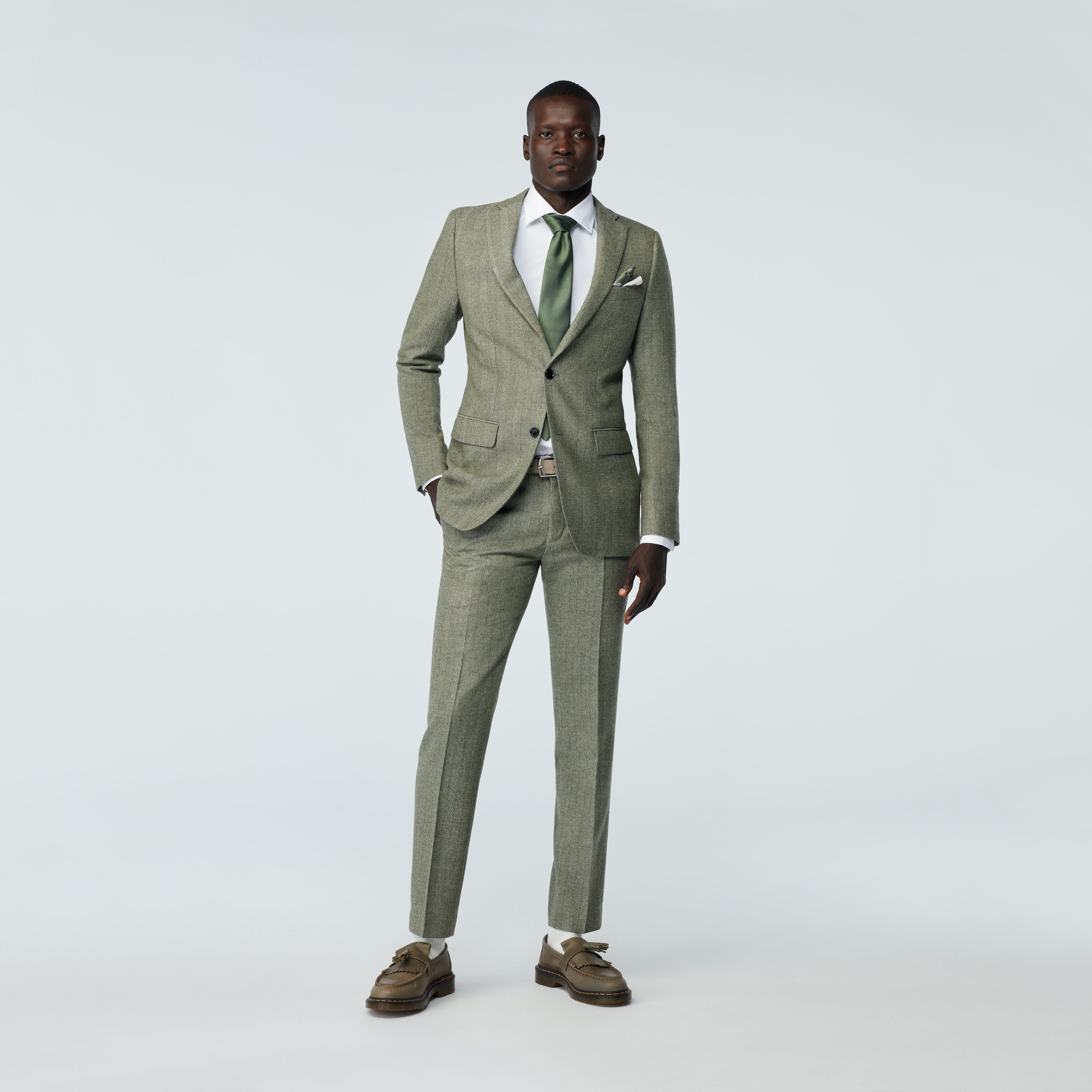 Jubilee Wide Herringbone Olive Blazer