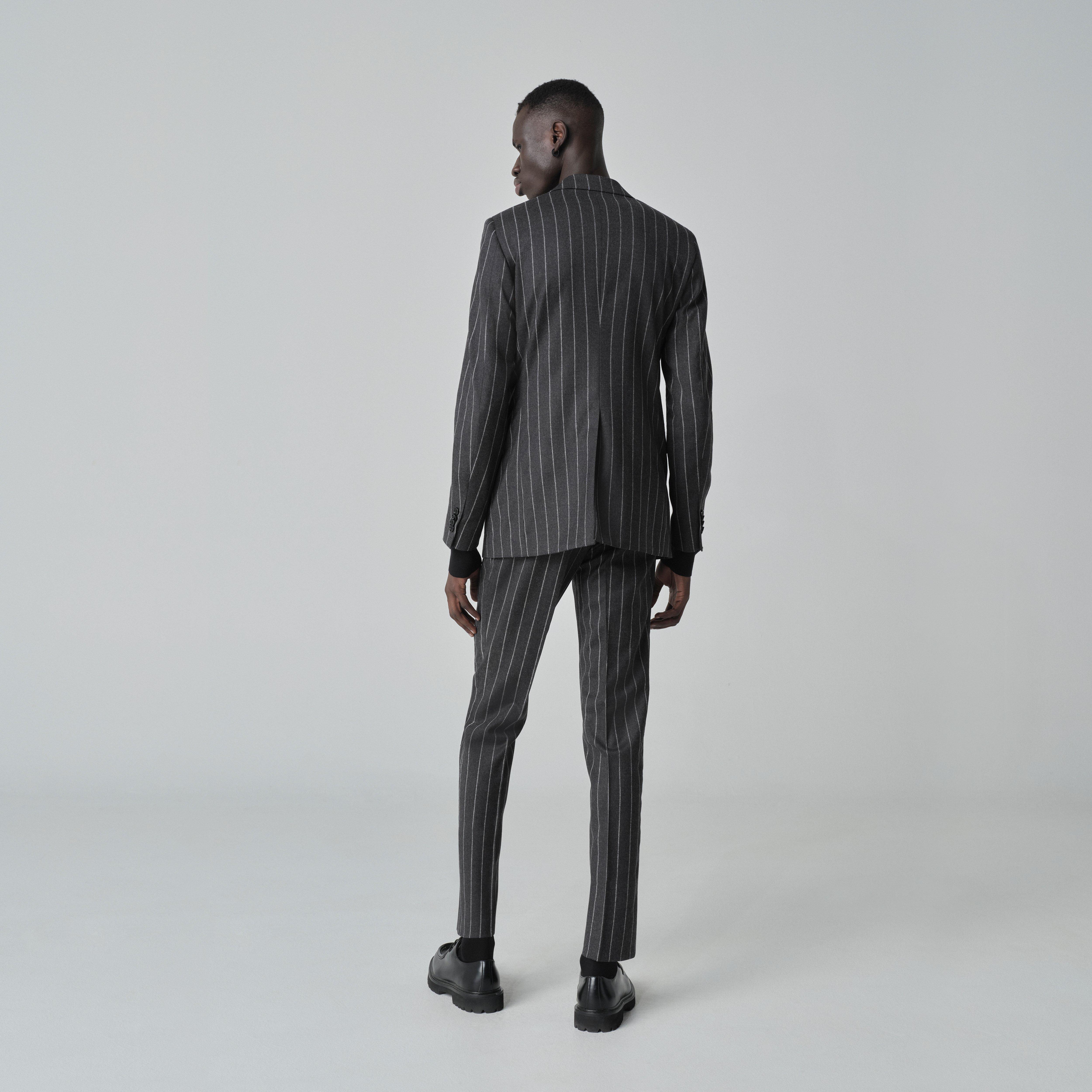 Custom Suits Made For You - Matera Stripe Charcoal Suit | INDOCHINO