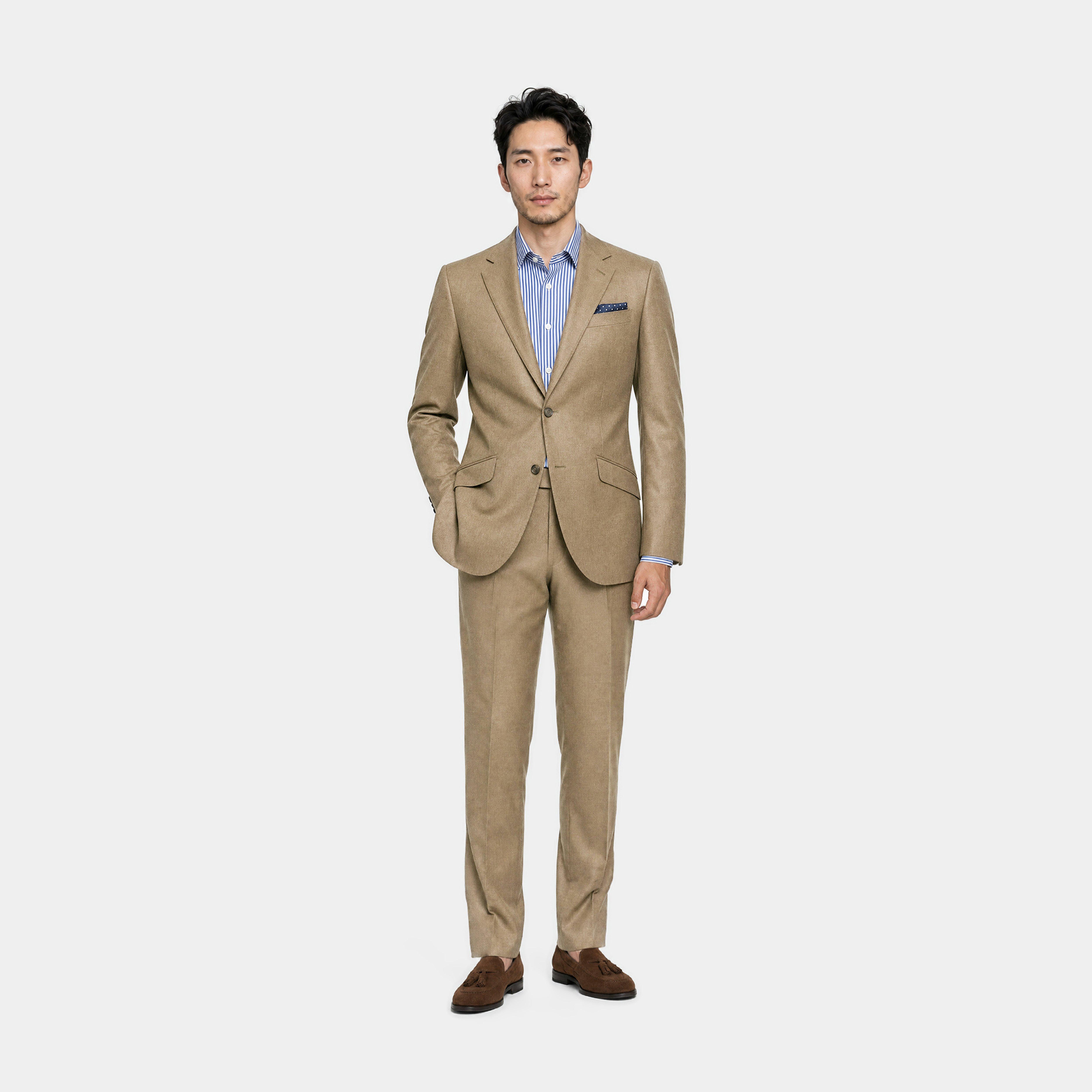 Custom Suits Made For You - Monza Flannel Camel Suit | INDOCHINO