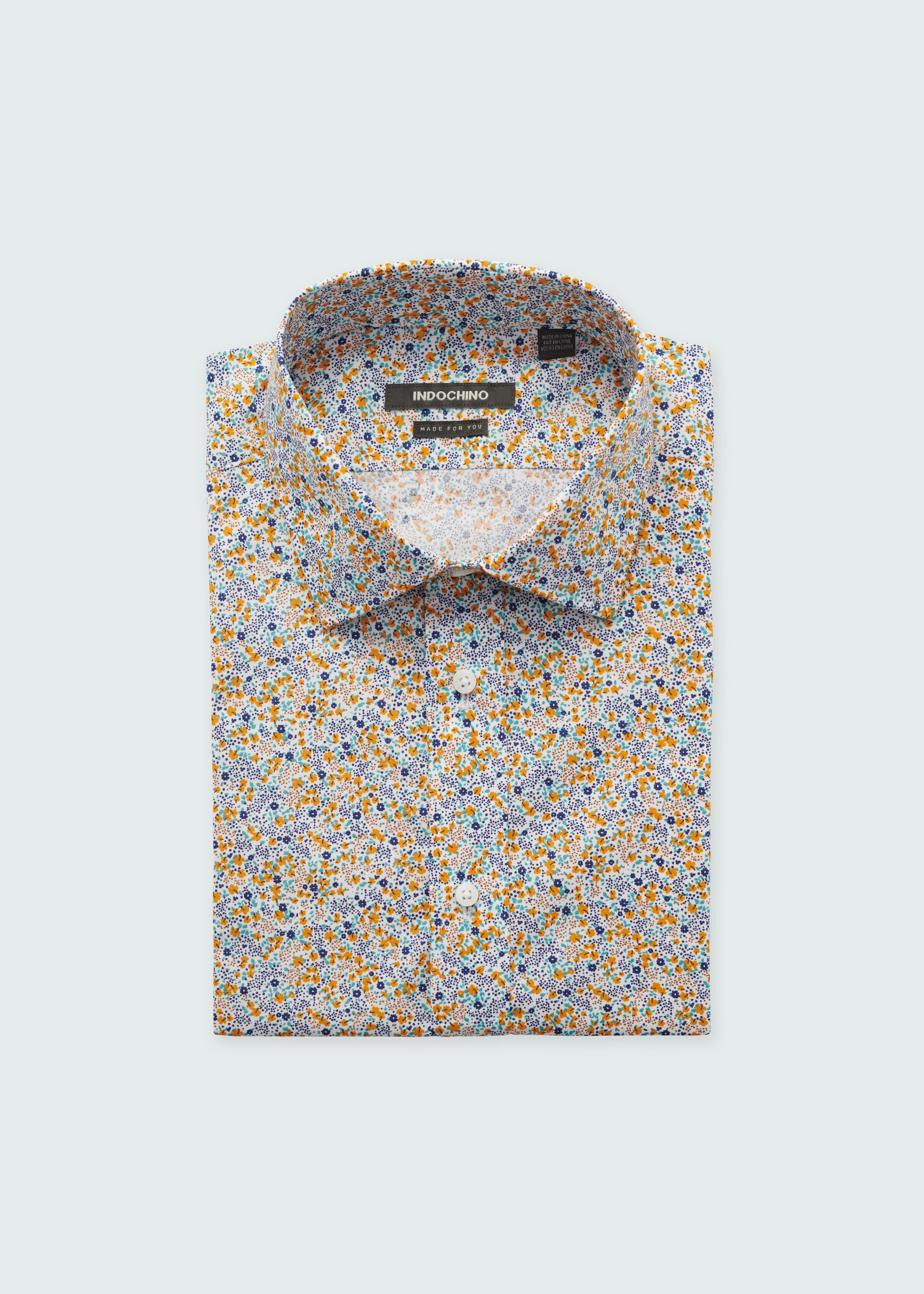 Indochino Men's Custom Jacob Micro Floral Amber Orange Shirt