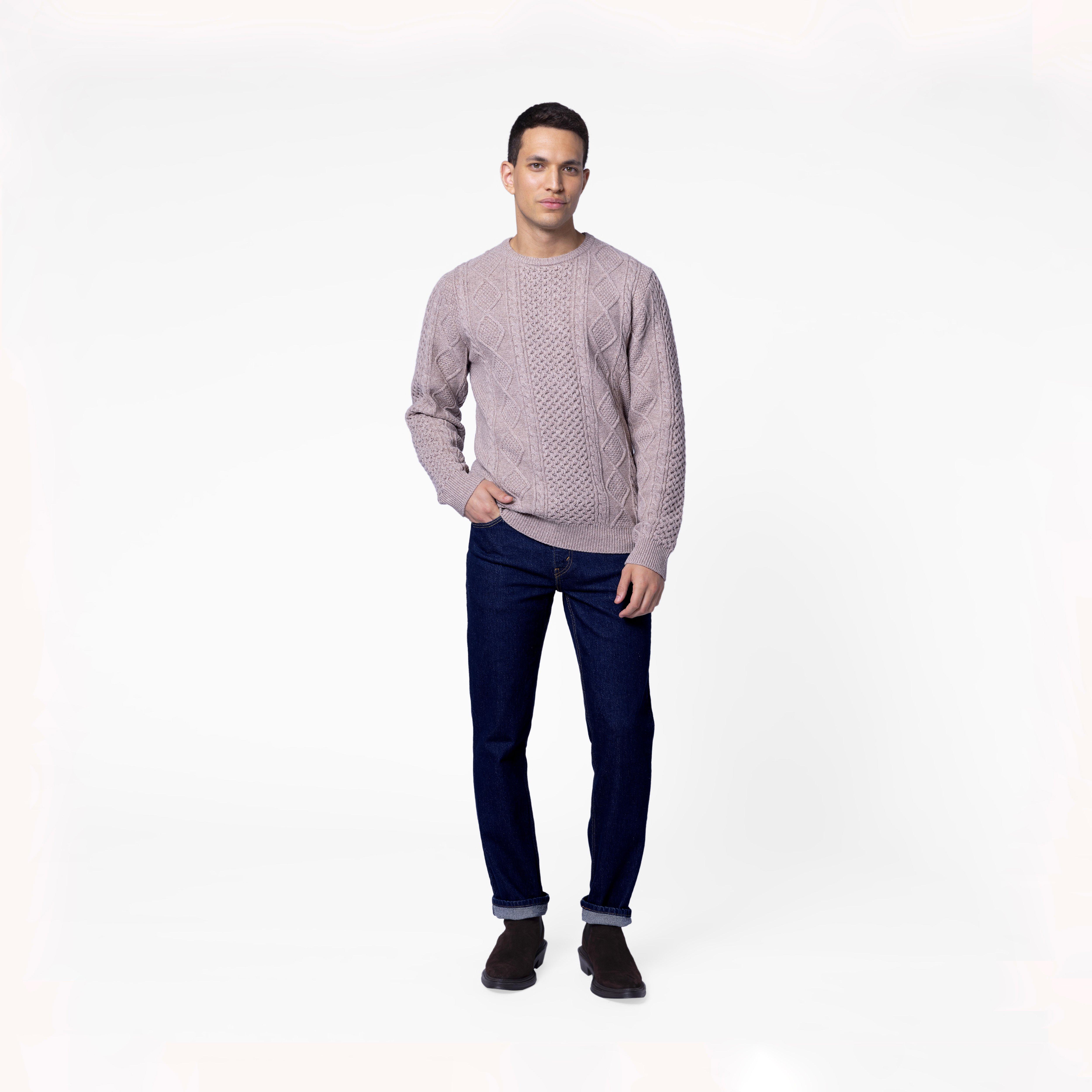 Sand Cable Knit Crew Neck