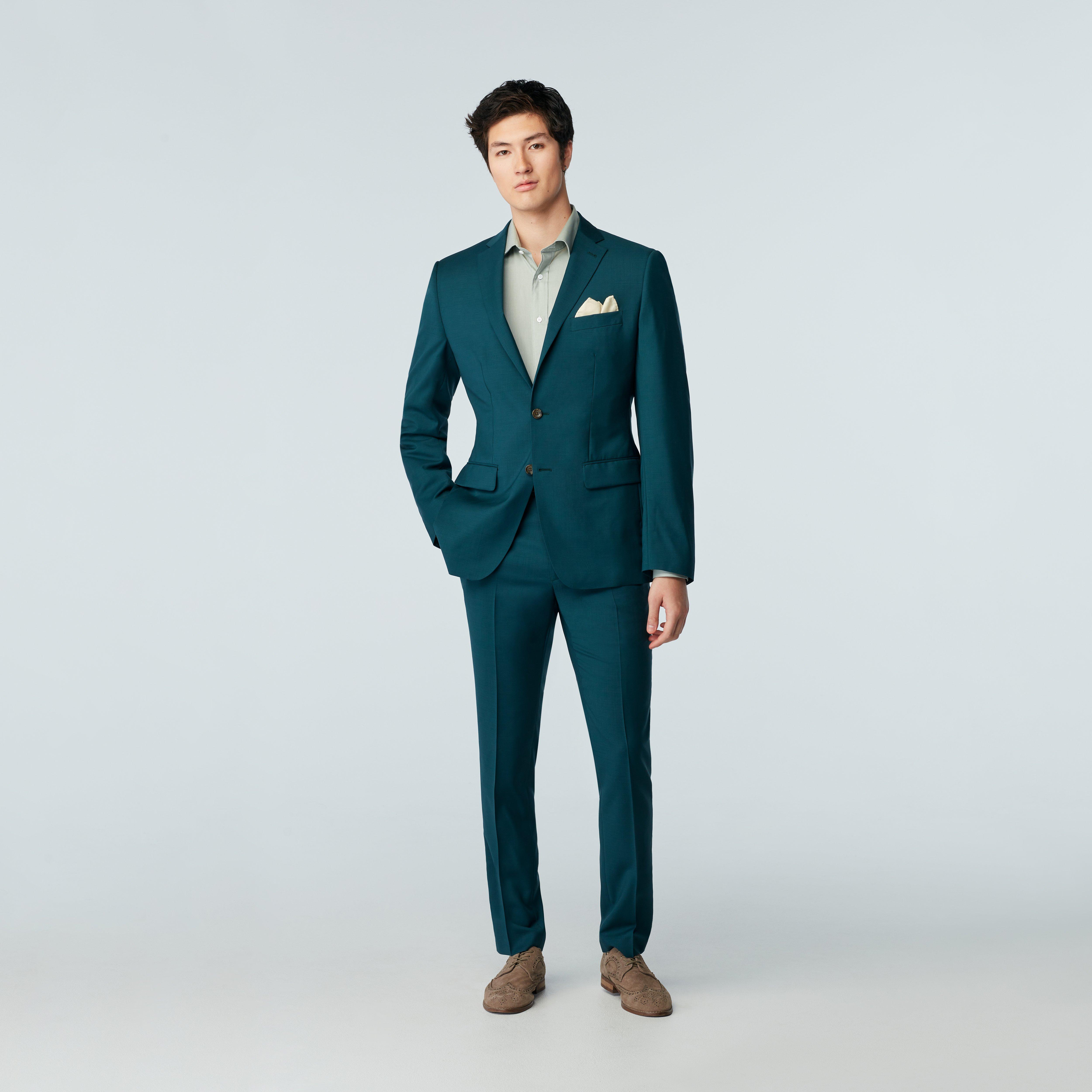 Hamilton Sharkskin Teal Suit