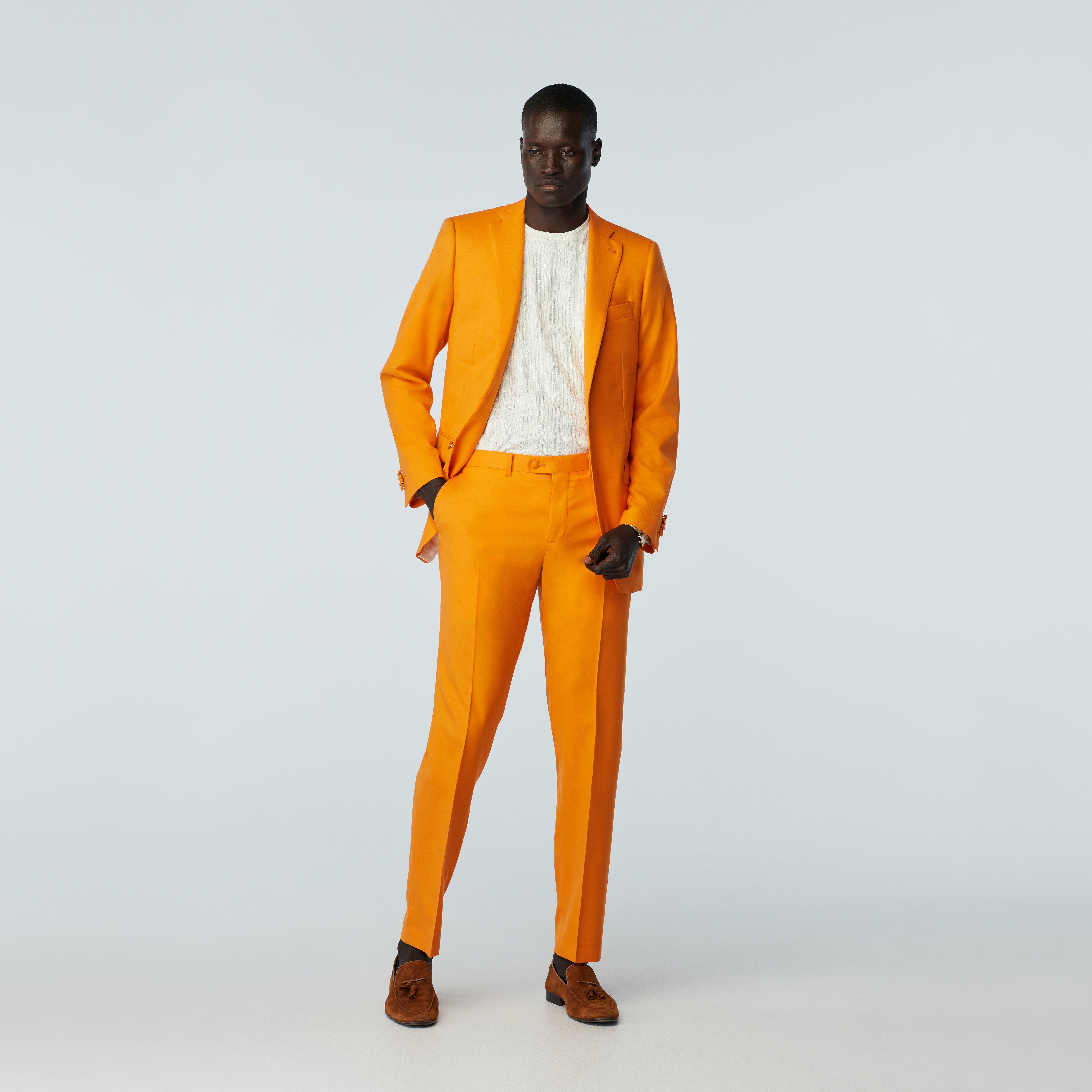 Wintage Men's Polyester Cotton and Evening 3 Pc Suit : Orange