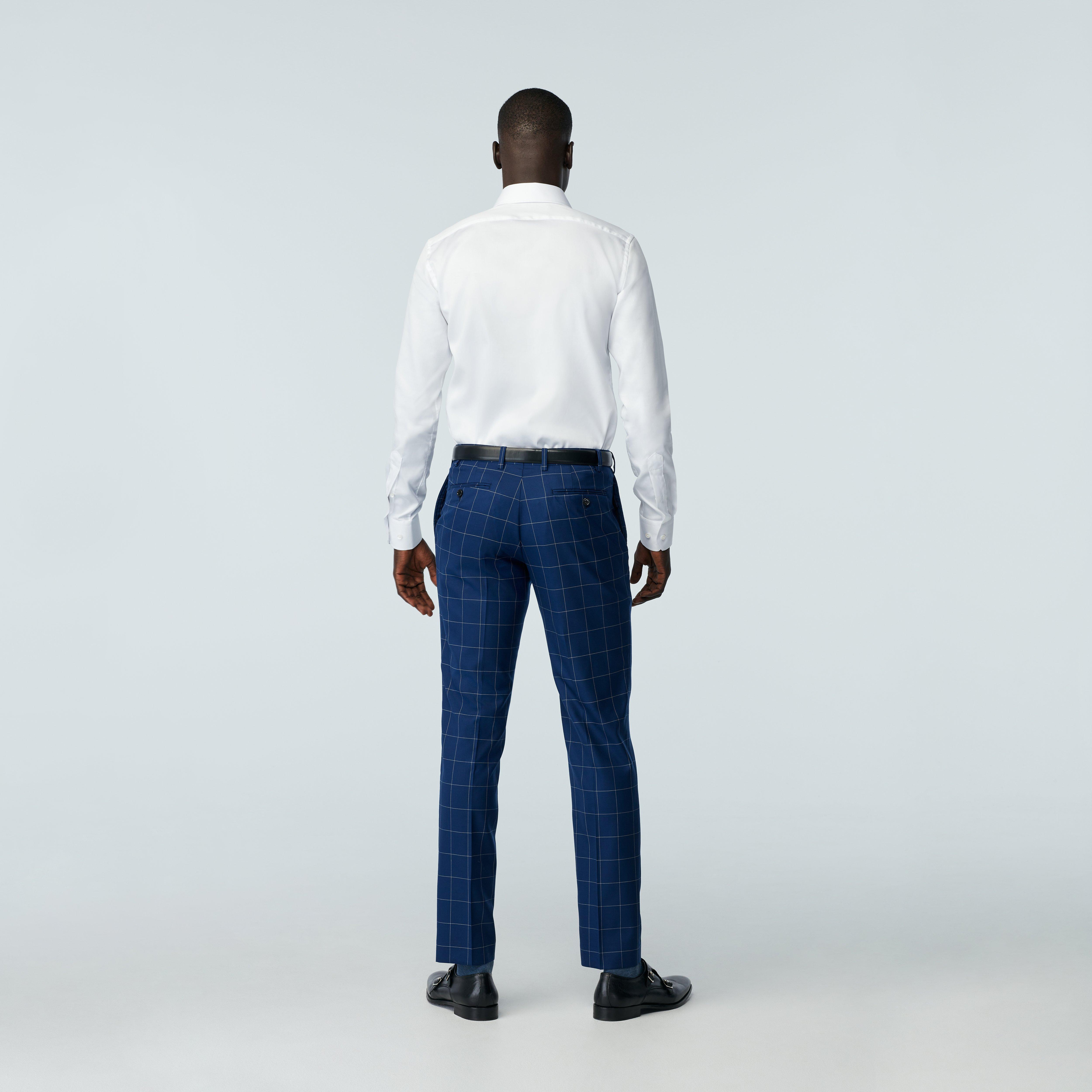 Indochino Men's Custom Harrogate Windowpane Navy Blue Pants