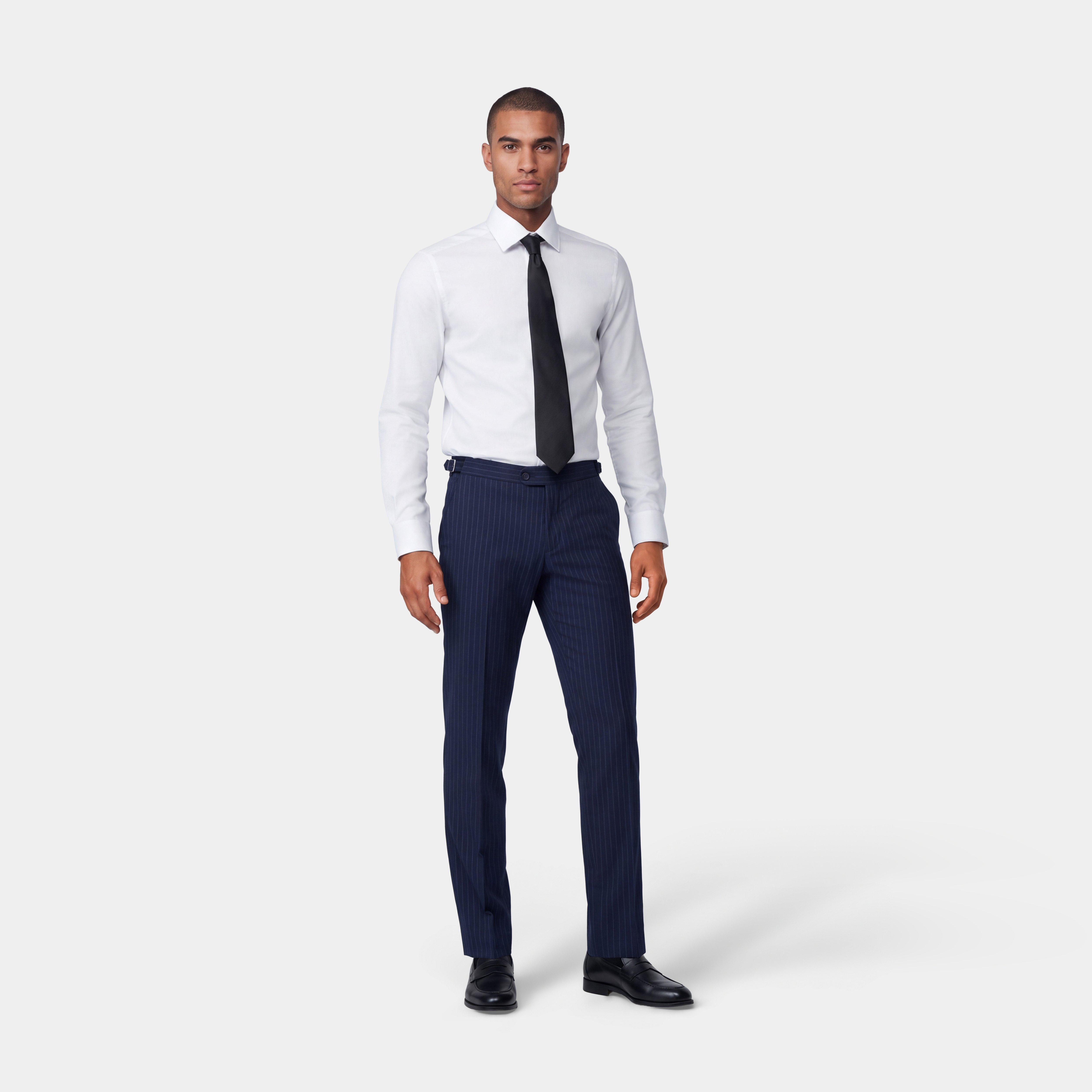 Custom Pants Made For You - Howell Wool Stretch Fineline Navy
