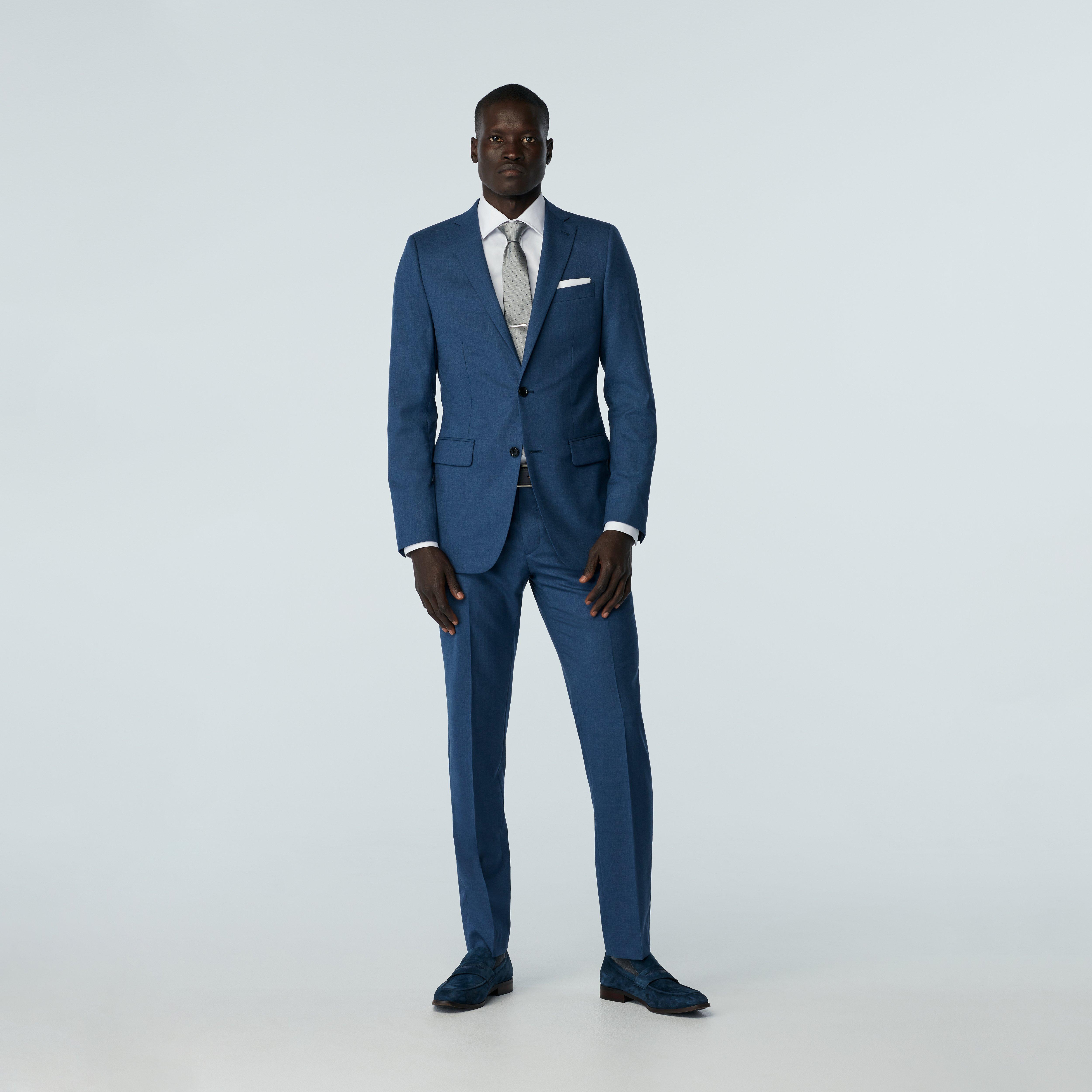 Blue Wool Silk Blend Suit - Tailored Suit Paris