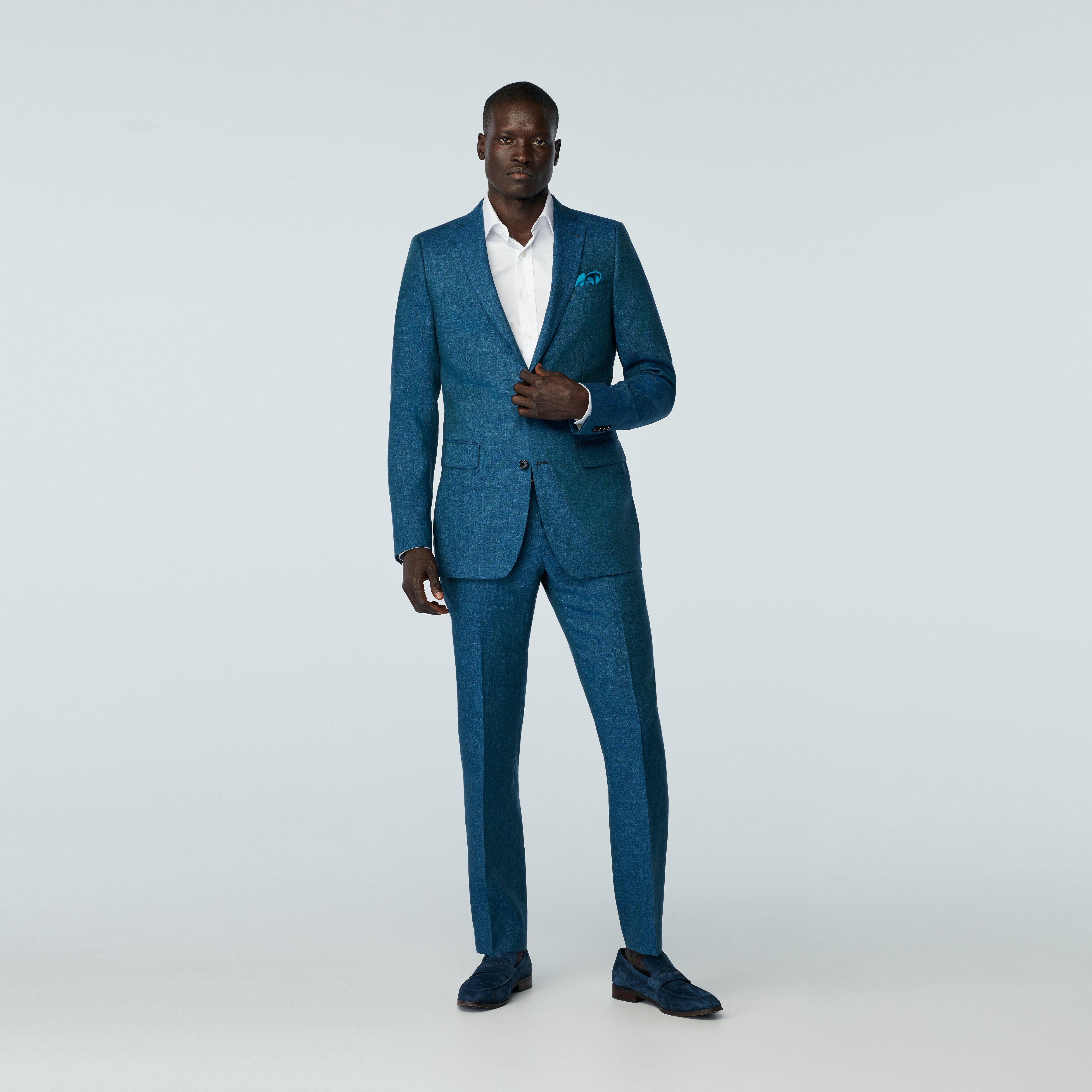 Custom Blazers Made For You - Madesimo Linen Teal Blazer