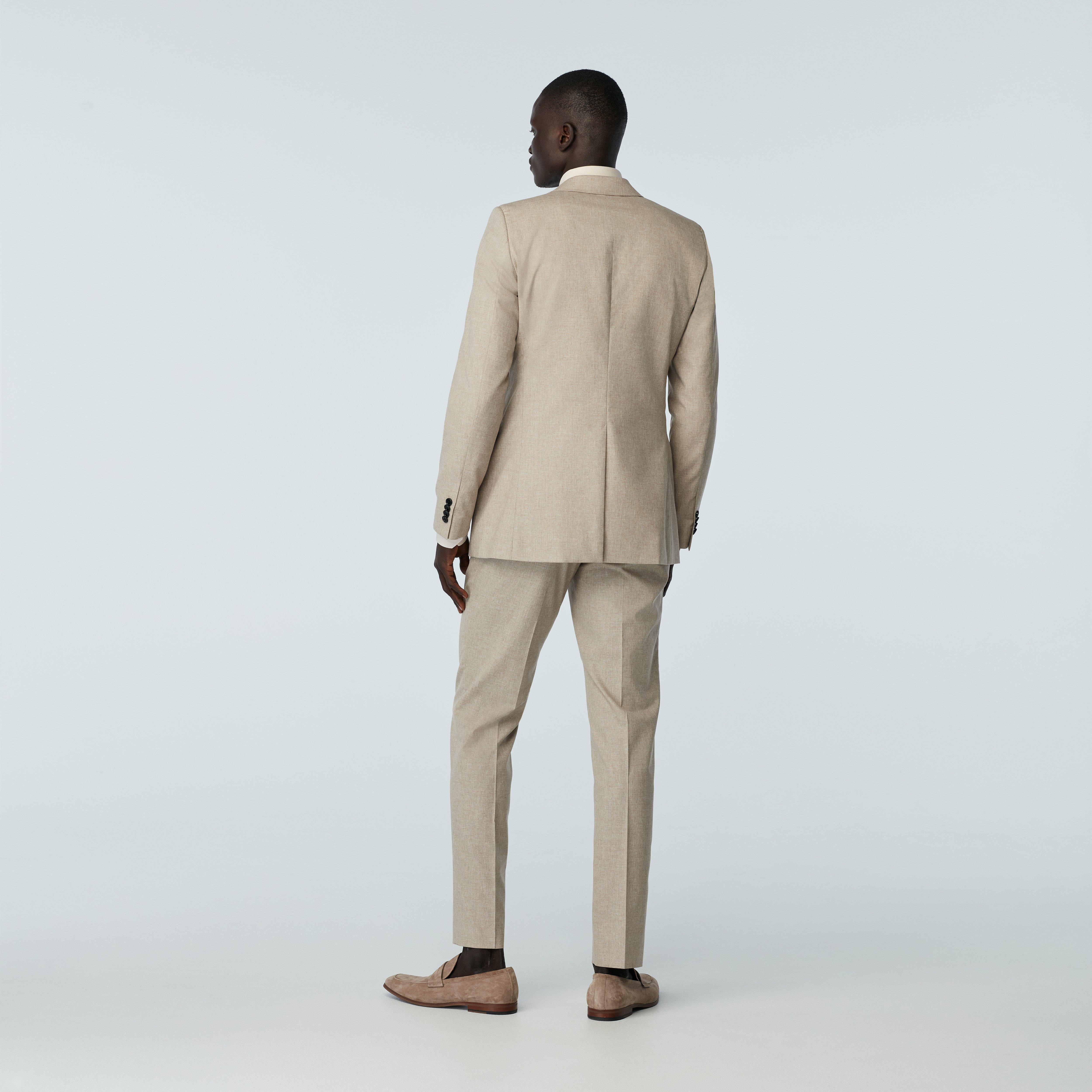 Men's Custom Suits - Montella Wool Cotton Silk Sand Suit | INDOCHINO