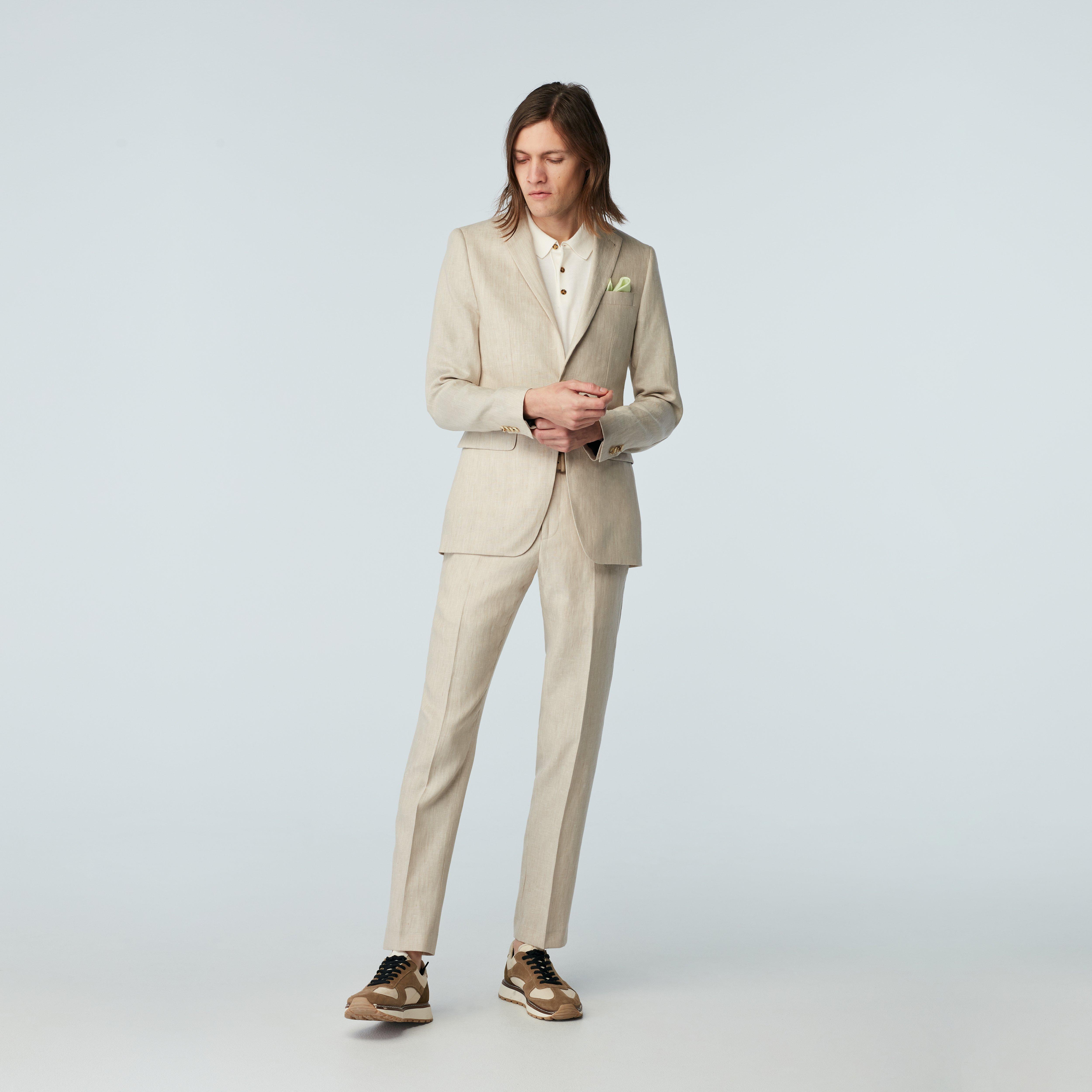 Indochino Men's Custom Madesimo Linen Sand Suit