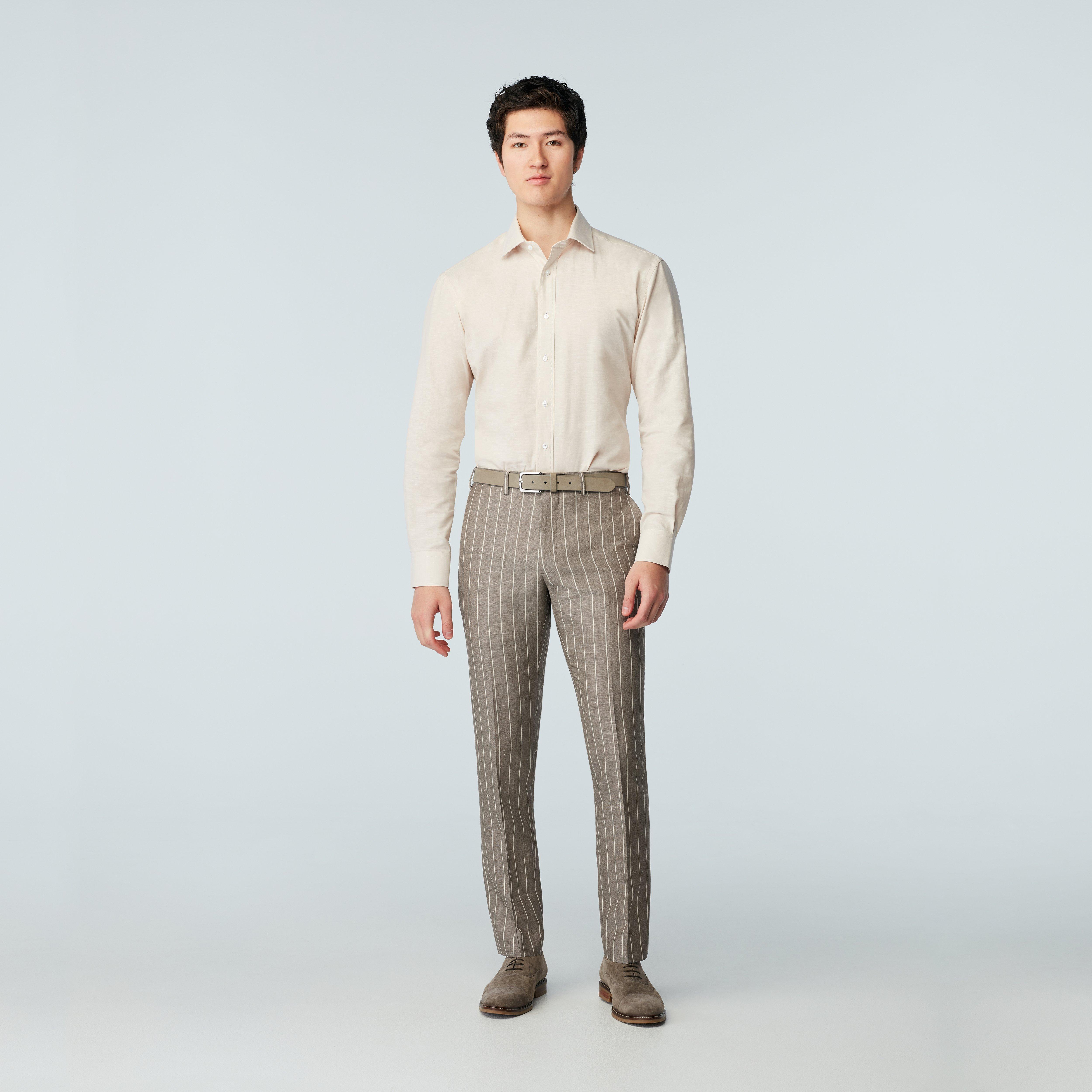 Custom Pants Made For You - Kingsbury Wide Stripe Brown Pants | INDOCHINO