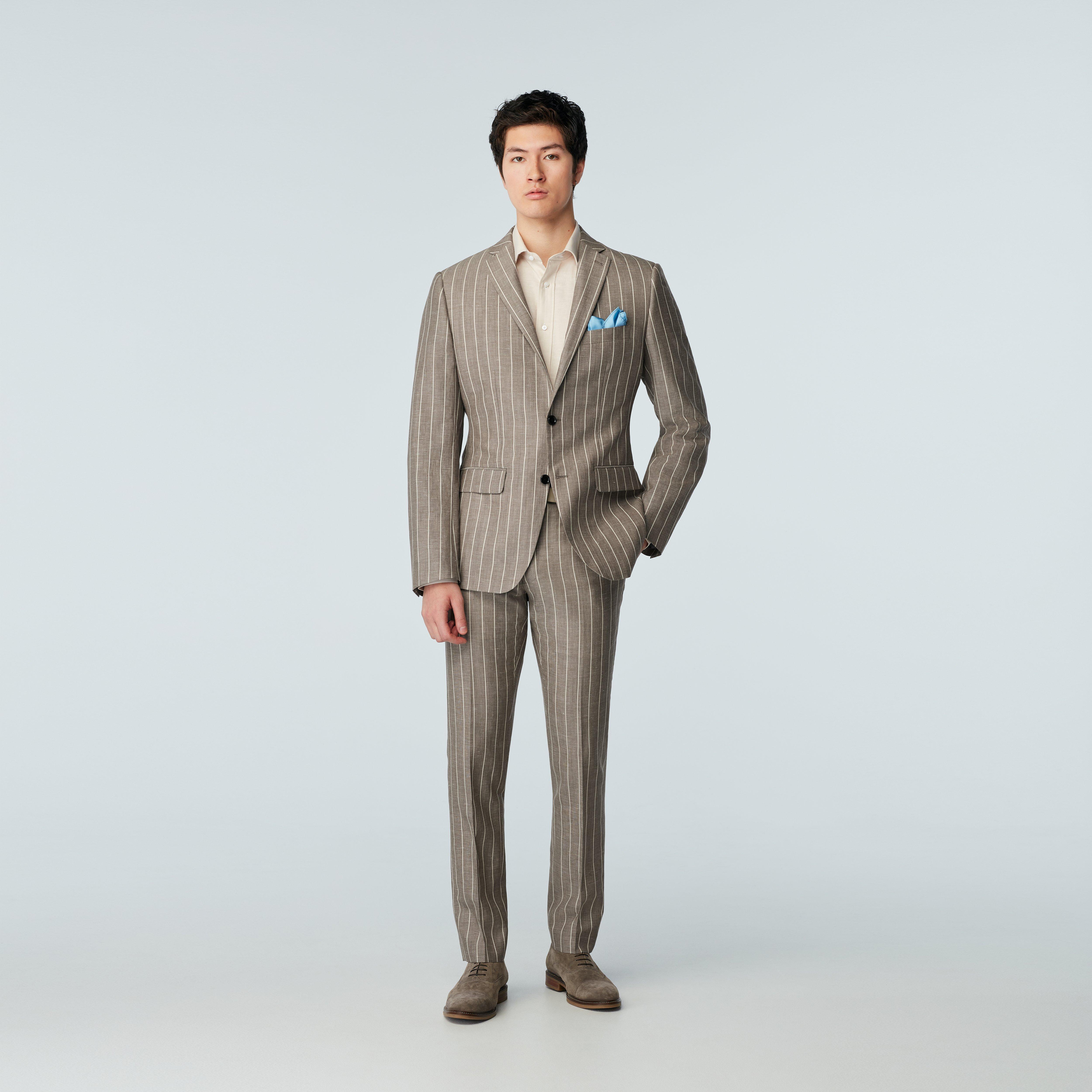 Tan pinstripe hot sale suit