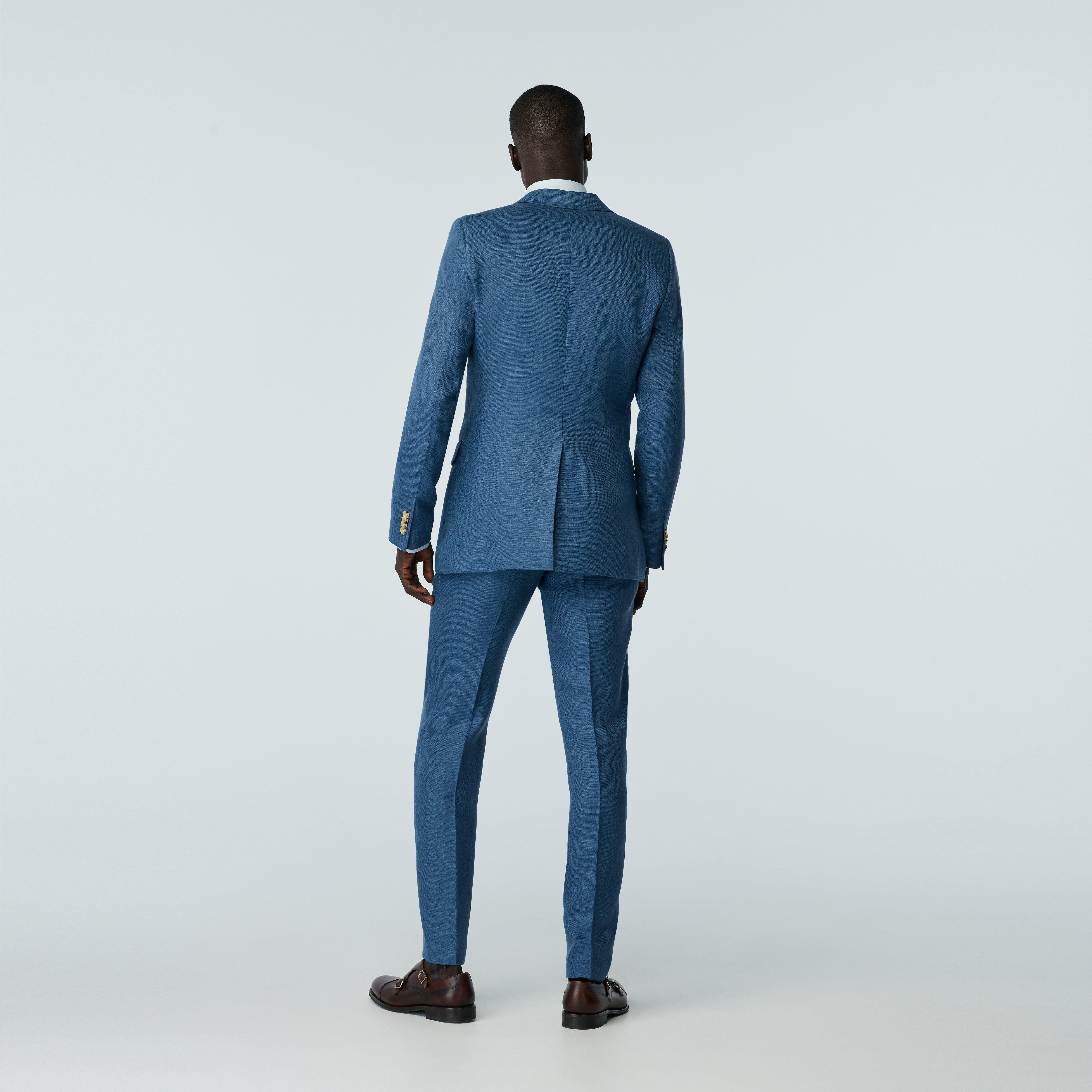 Custom Blazers Made For You Sailsbury Linen Stone Blue Blazer INDOCHINO
