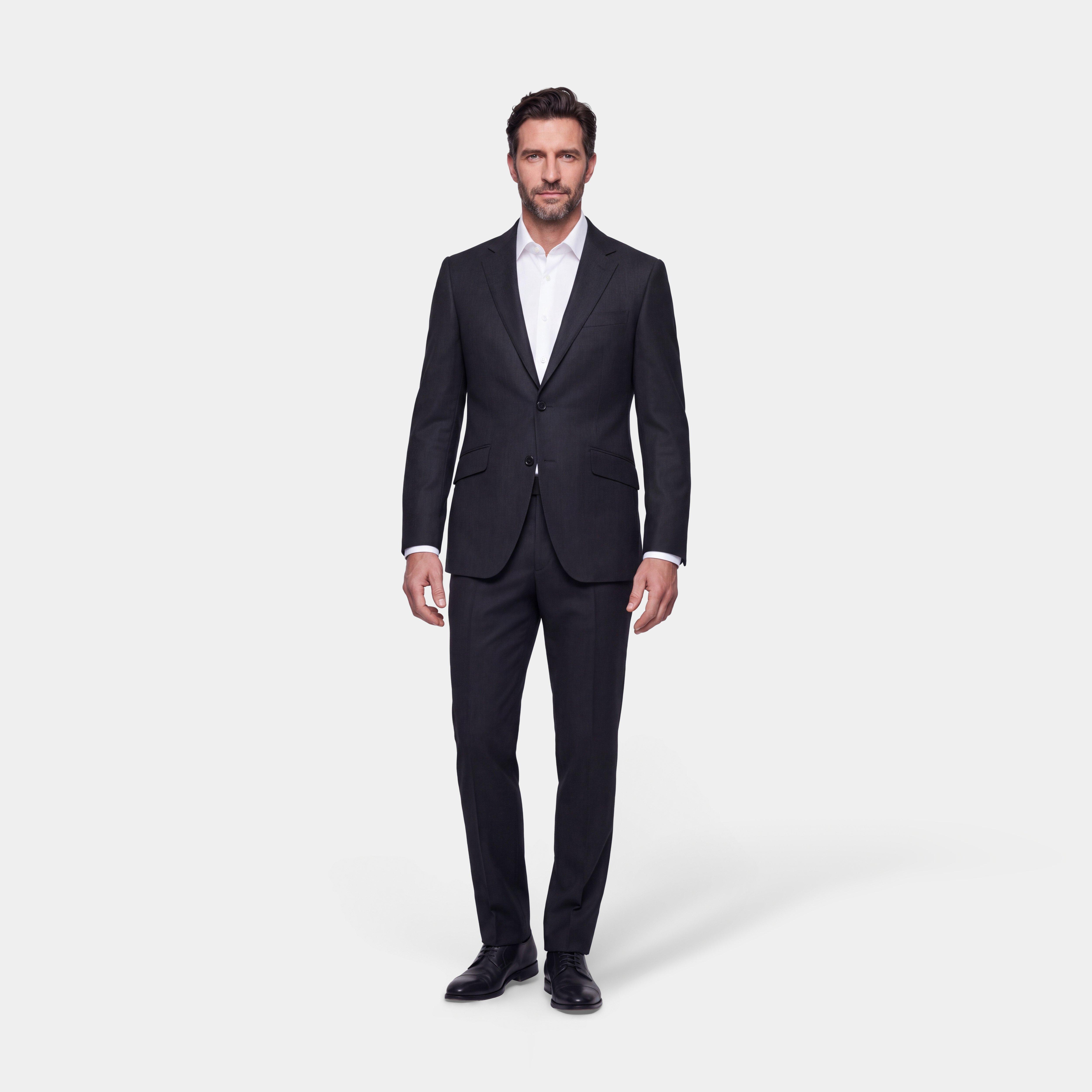 grey dress shirt black suit Indochino Men's Custom Stockport Wool Linen _midi
