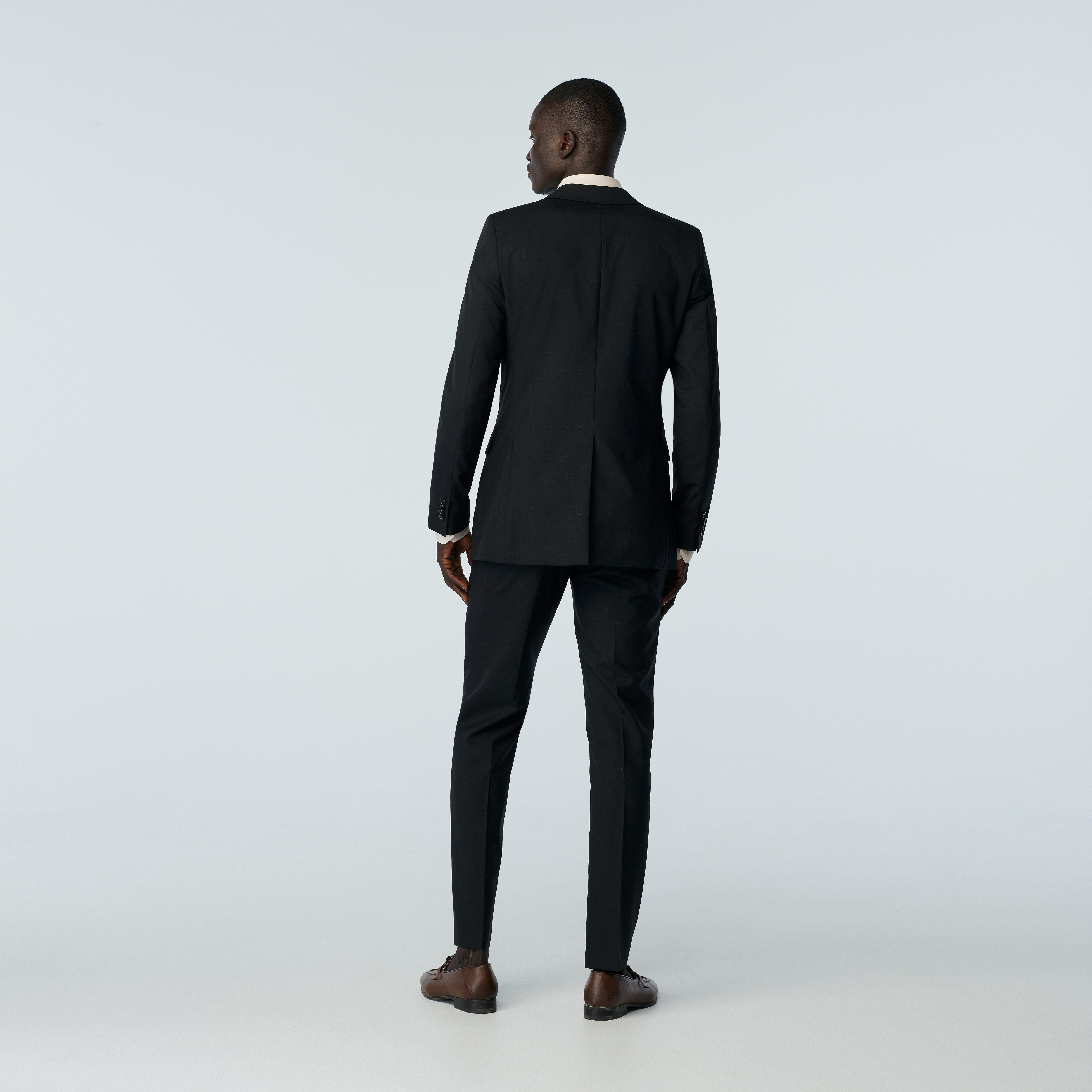 Custom Suits Made For You - Stockport Wool Linen Black Suit | INDOCHINO