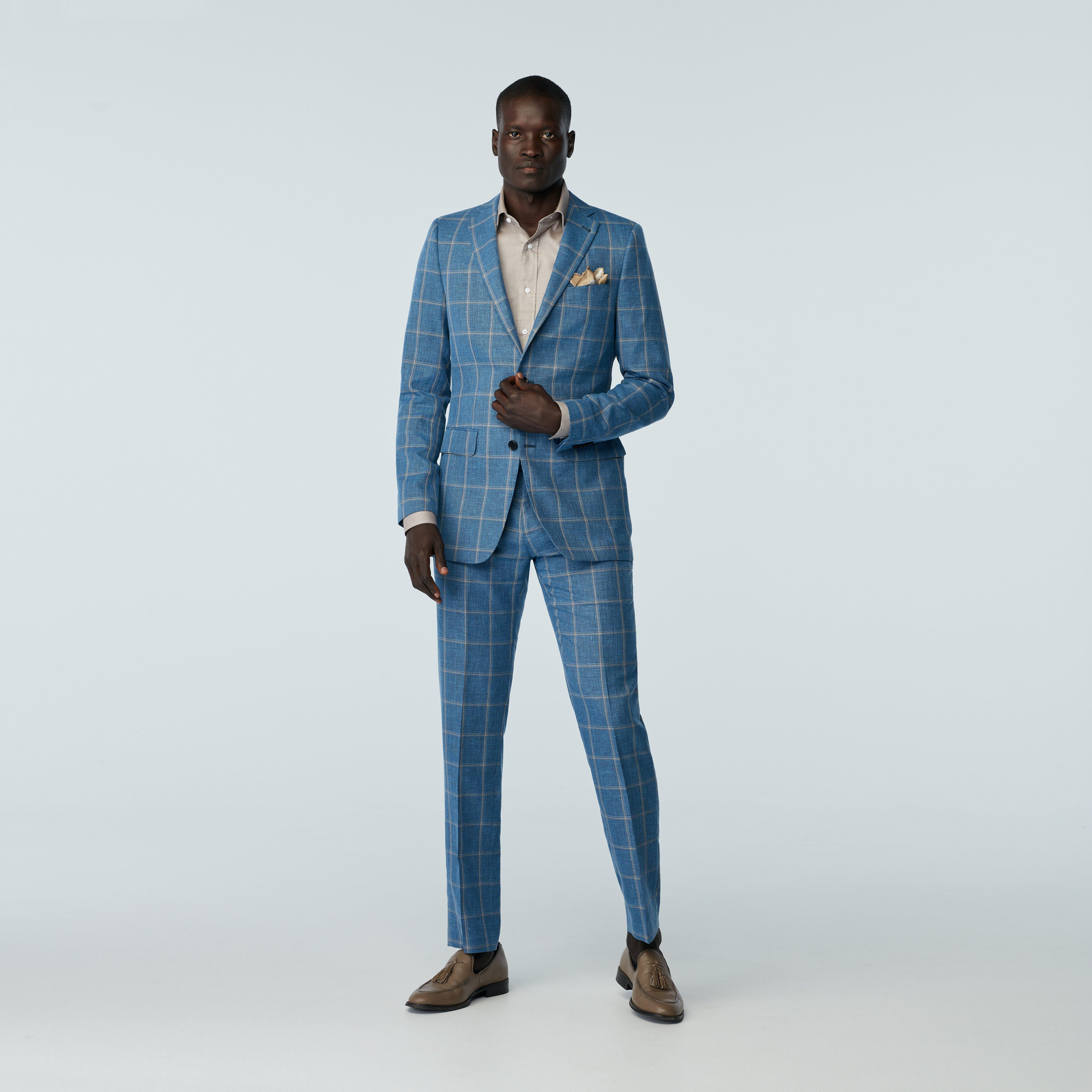 Checkered blue blazer sale