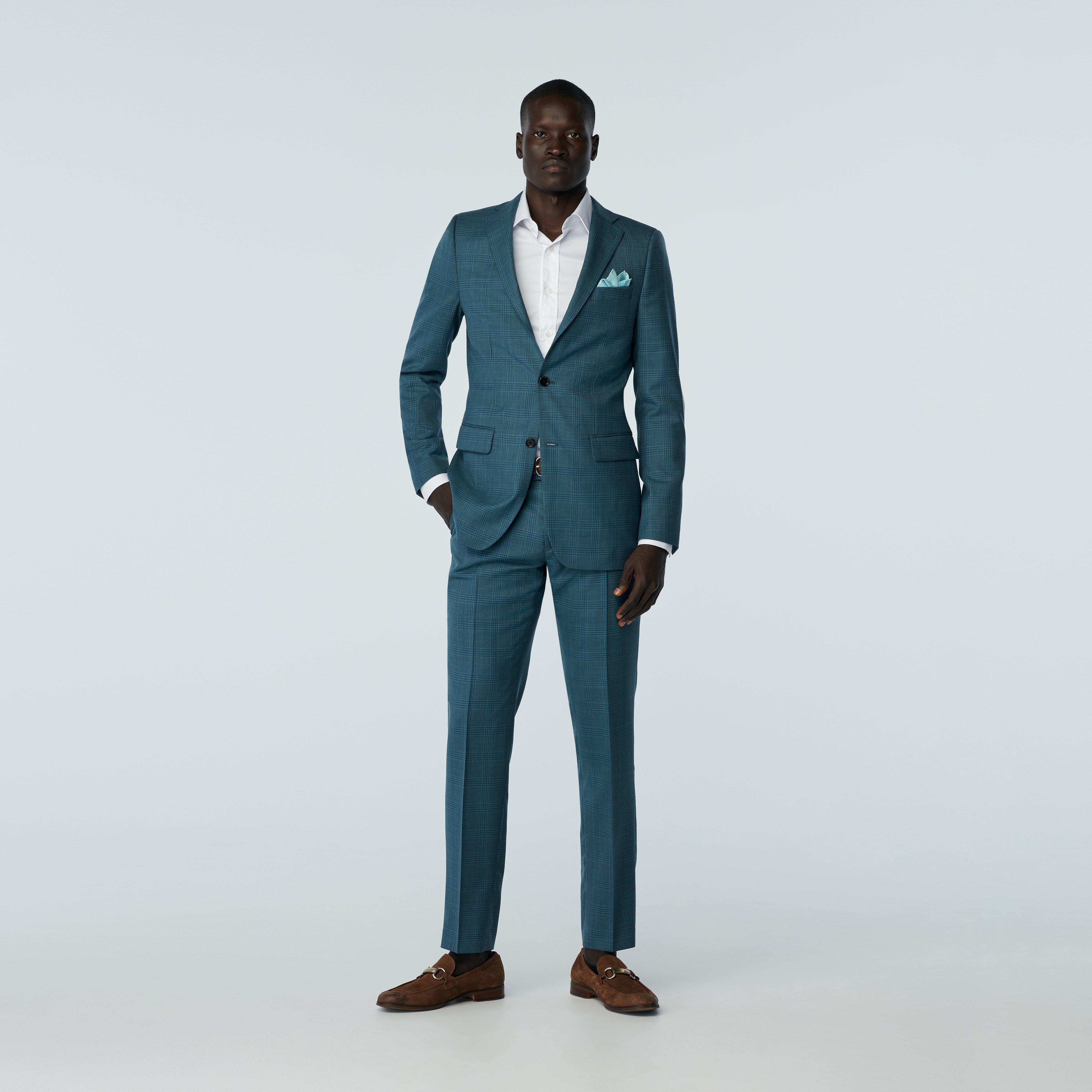 Custom Suits Made For You - Lydney Check Teal Suit | INDOCHINO