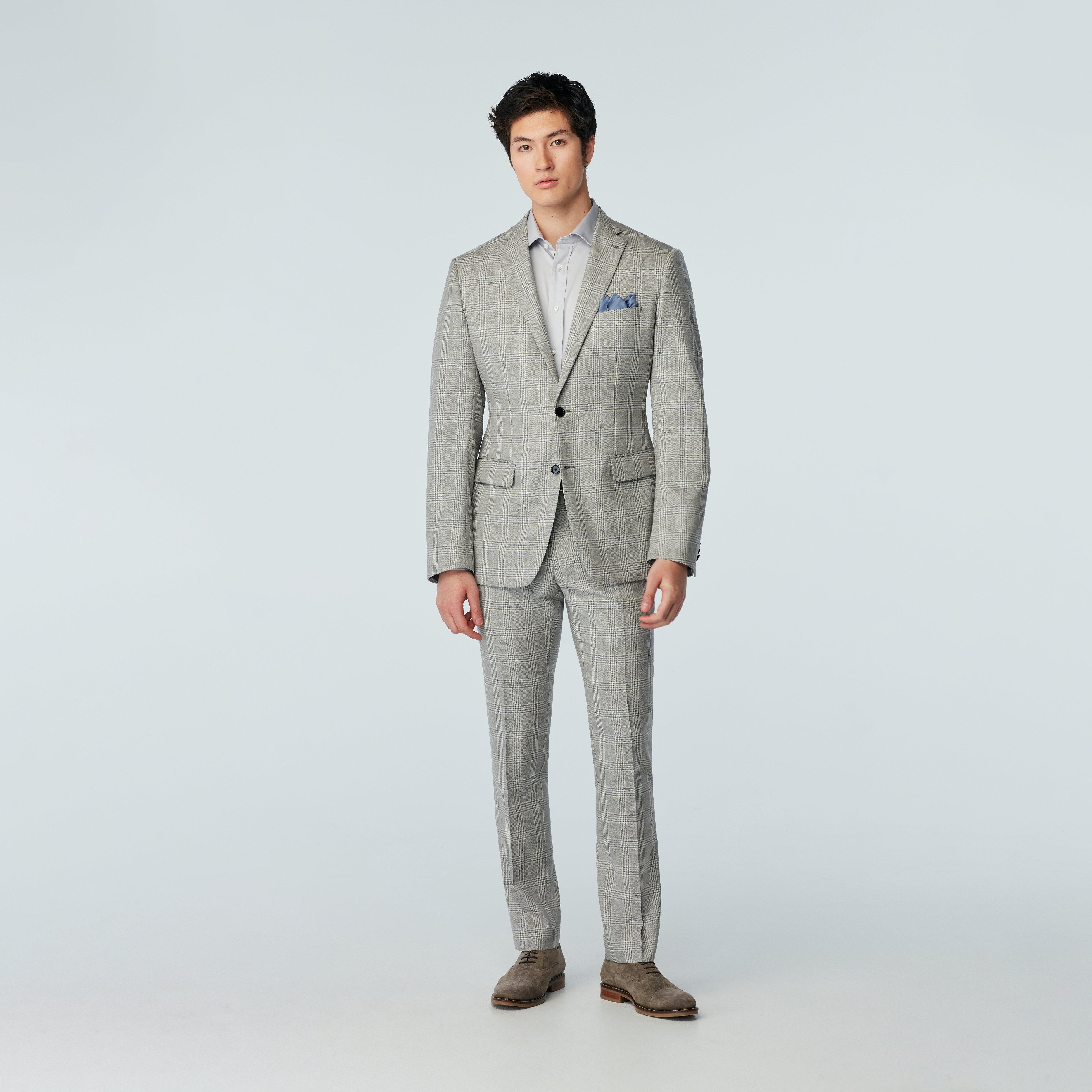 スーツ 5351 LUXURY CHECK TAILORED SETUP 46 Custom Suits Made For You - Lydney Check Light Gray Suit | INDOCHINO