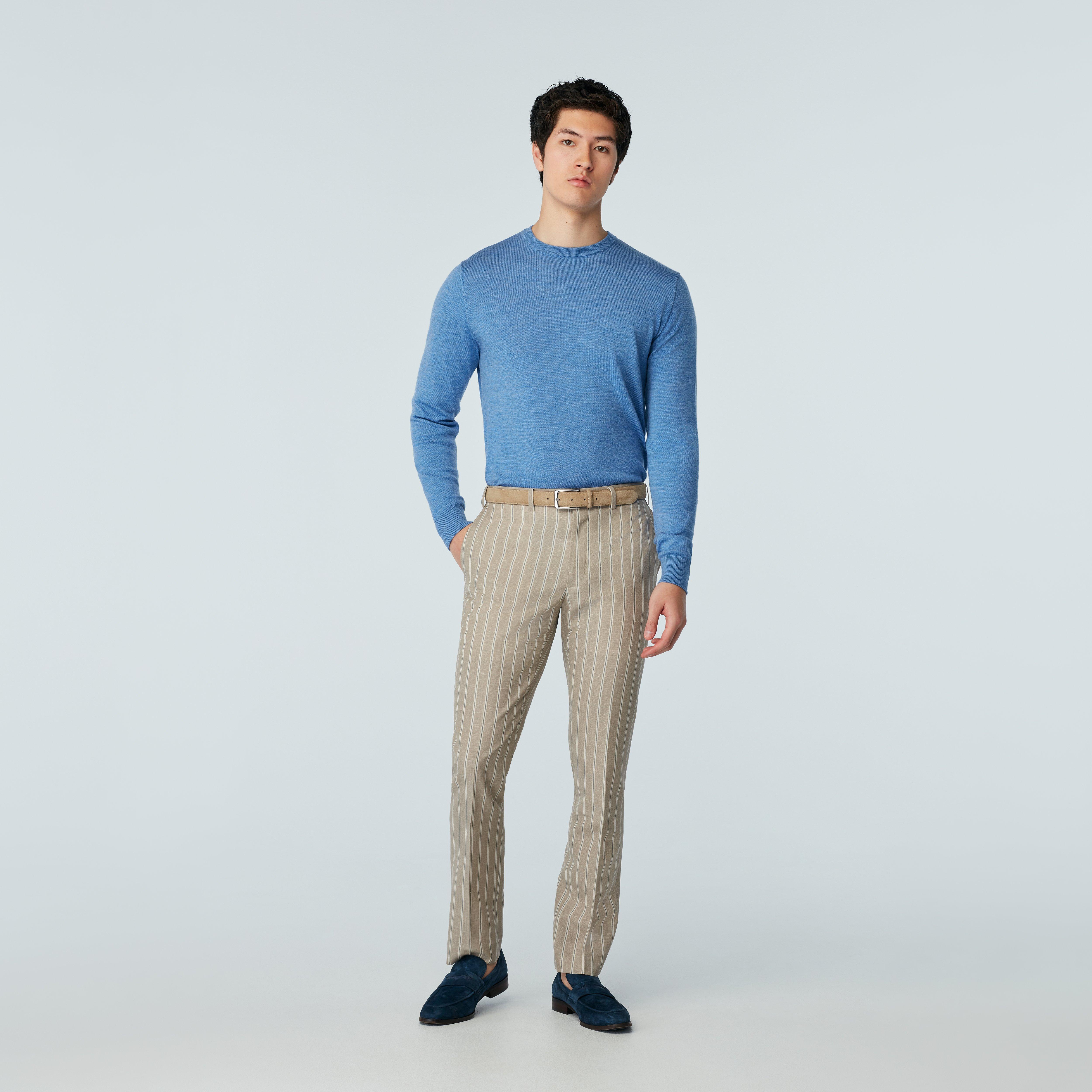 Custom Pants Made For You - Lightcliffe Stripe Sand Pants | INDOCHINO