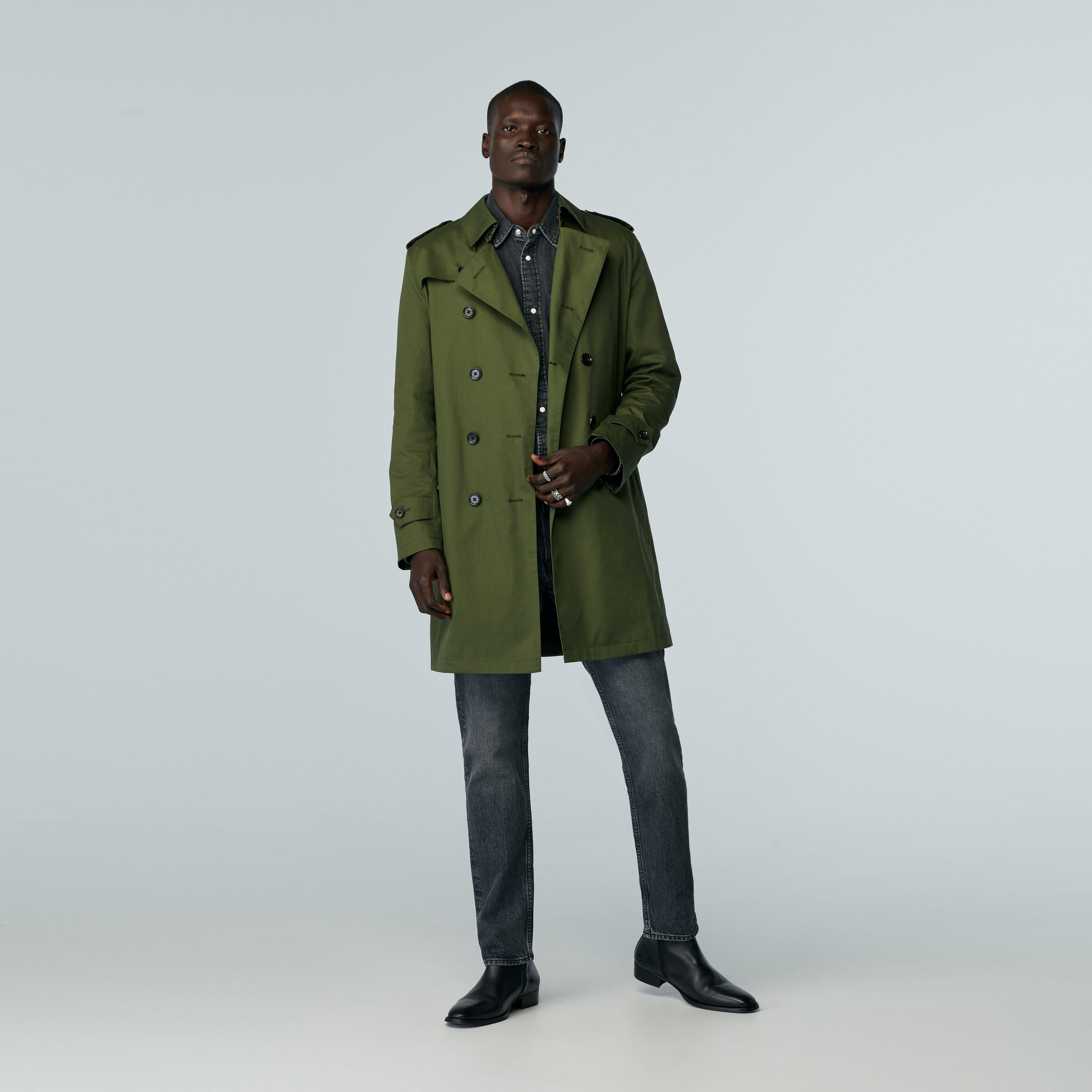 Olive green sale mens overcoat