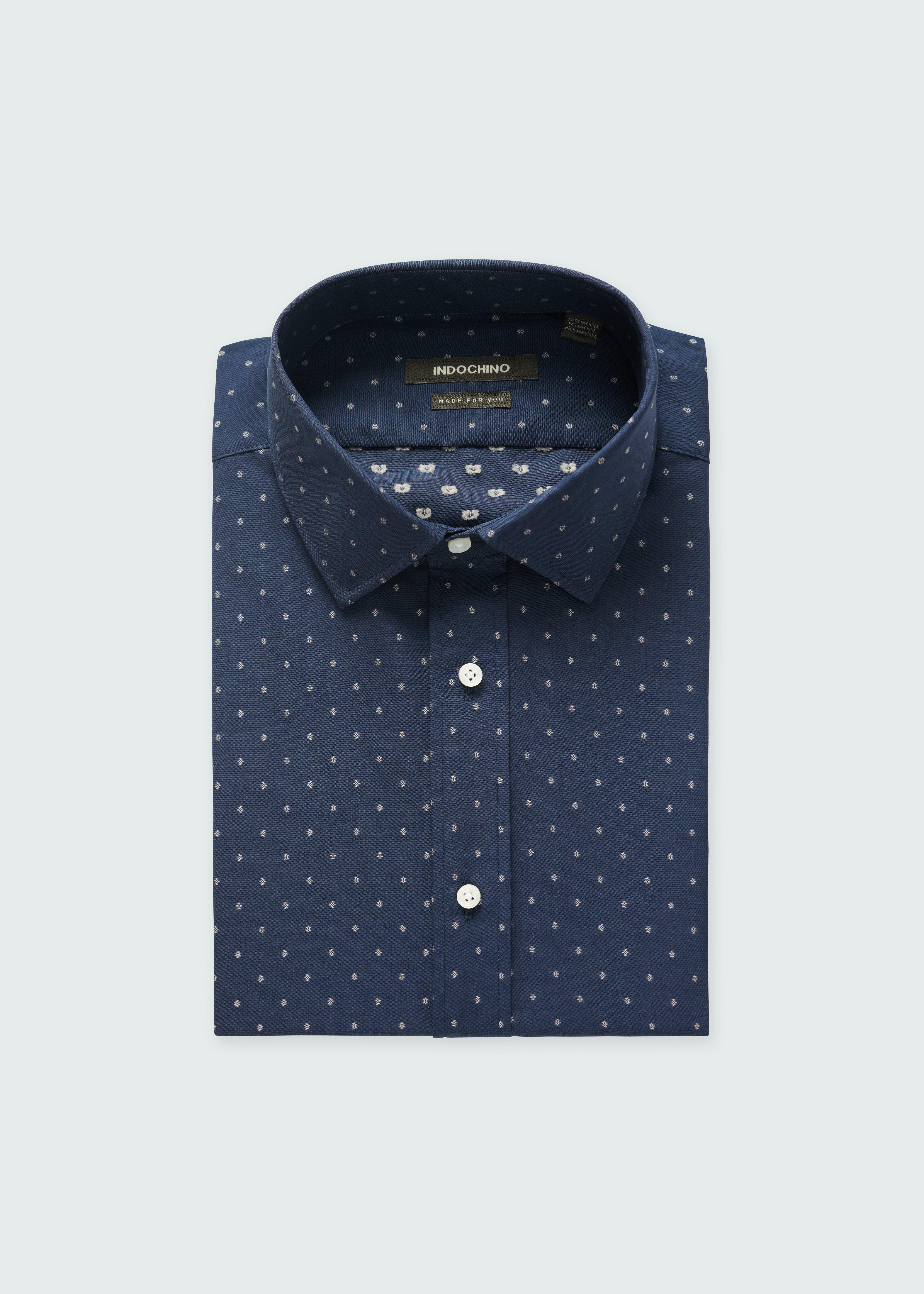 blue cheese dressing gluten Garnet Men's Jacquard Polka Dot Denim Long Sleeve Shirt 2421065 main image 1