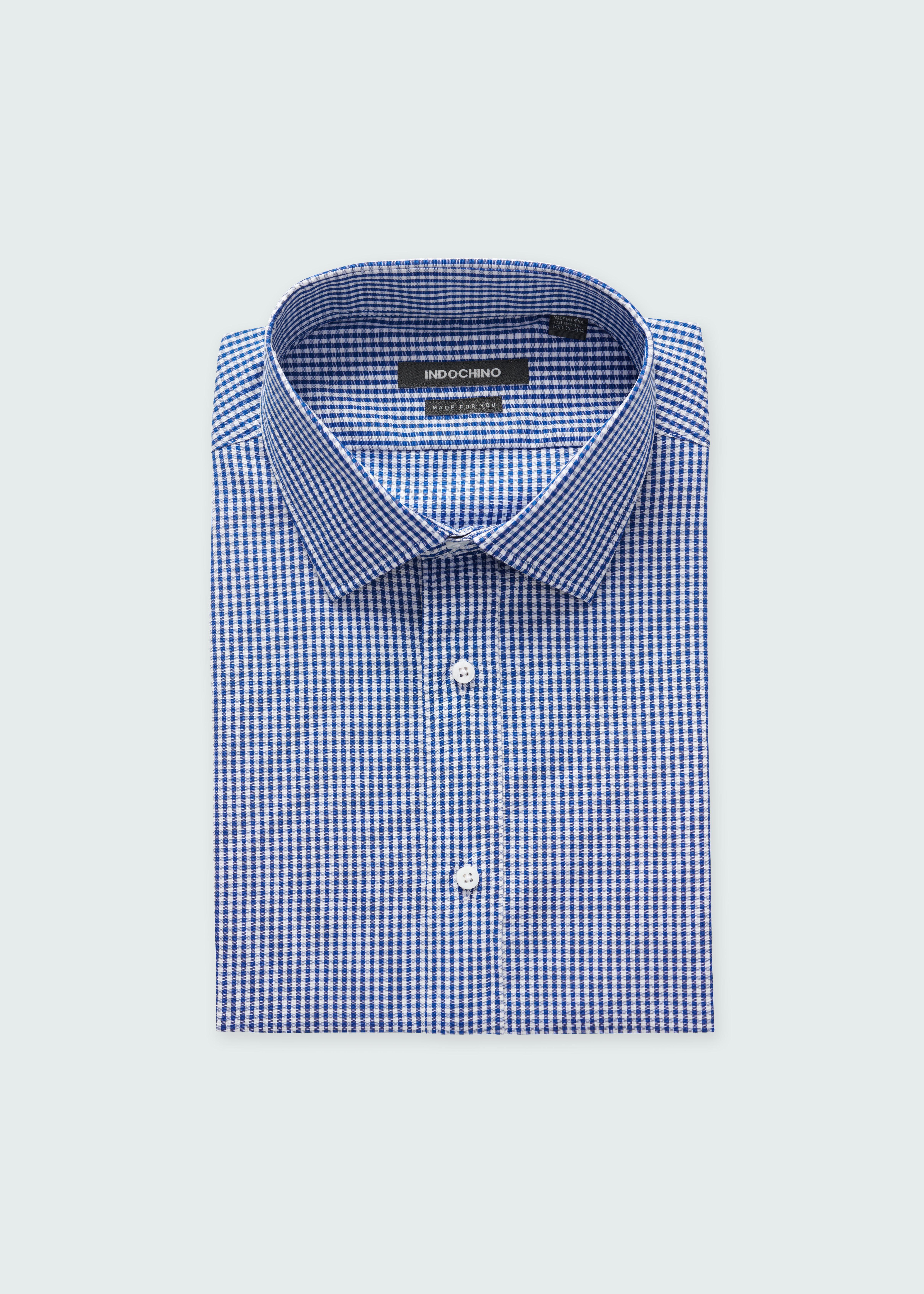 gingham slim fit dress shirt Dark Navy Checked Dress Shirt | The Abacus