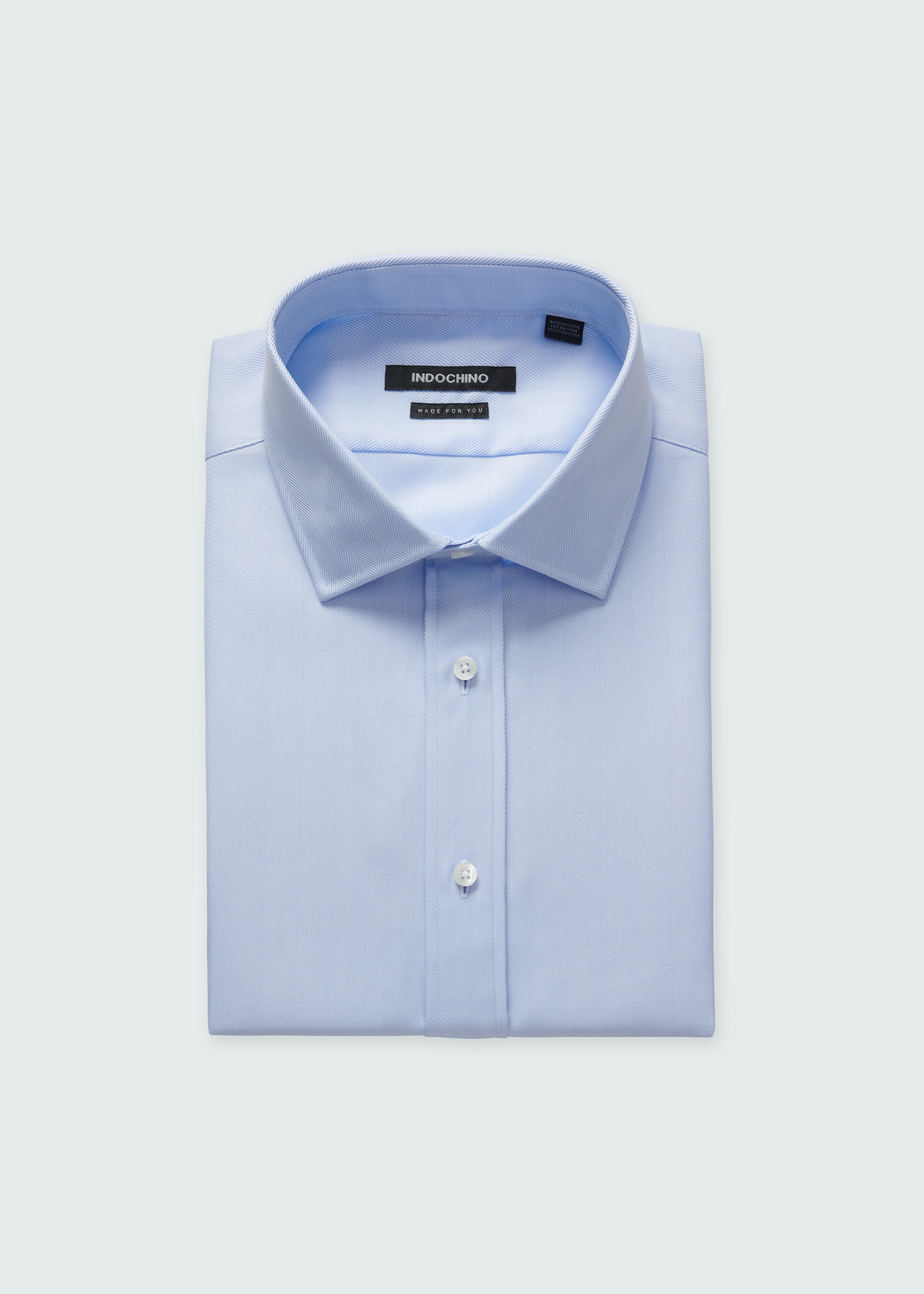 blue herringbone dress shirt Indochino Men's Custom Hyde The subtle herringbone texture swiss_dot Rerily Resort Flowy Sleeveless Color:BLUE BREEZE