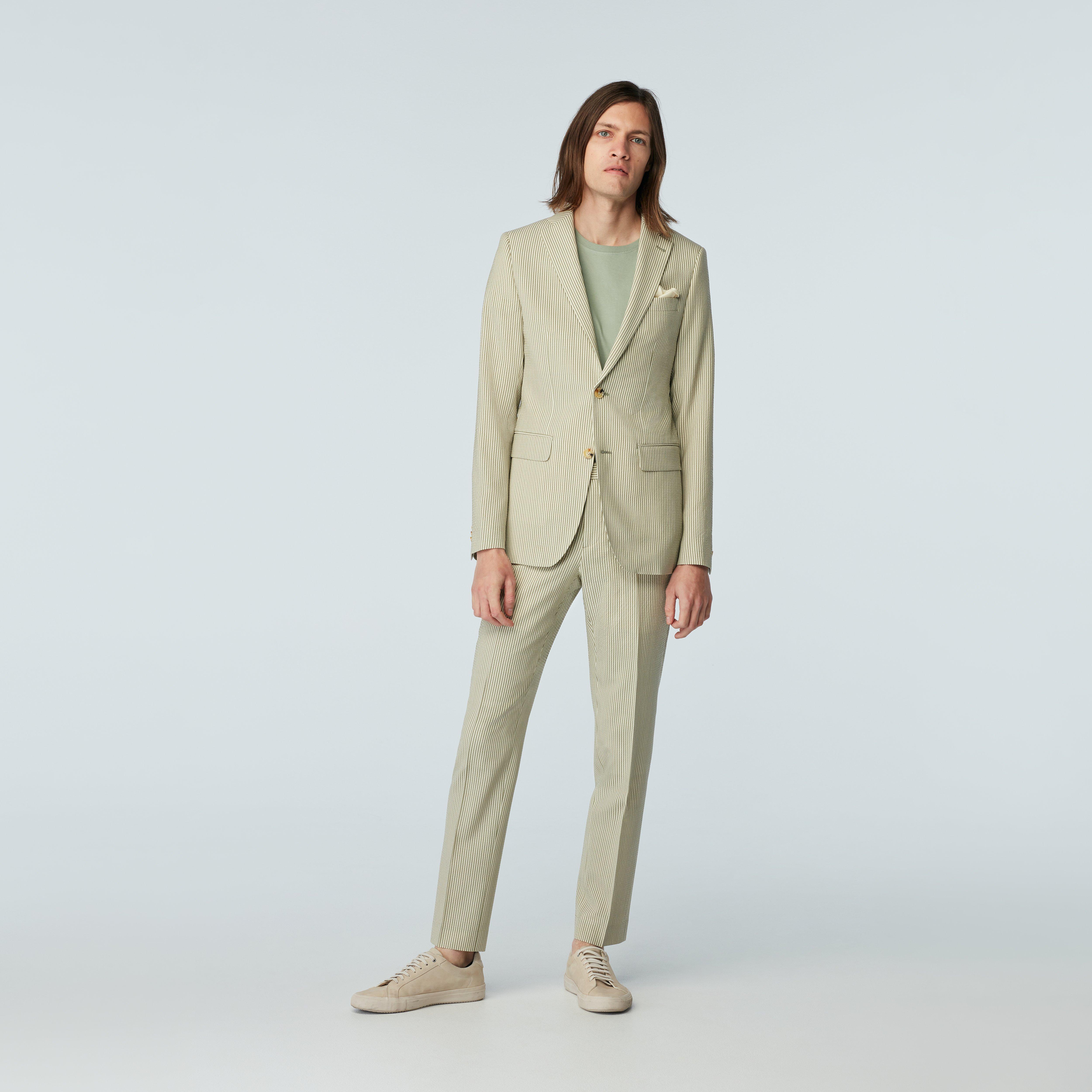 Custom Suits Made For You - Loddon Stripe Olive Suit | INDOCHINO