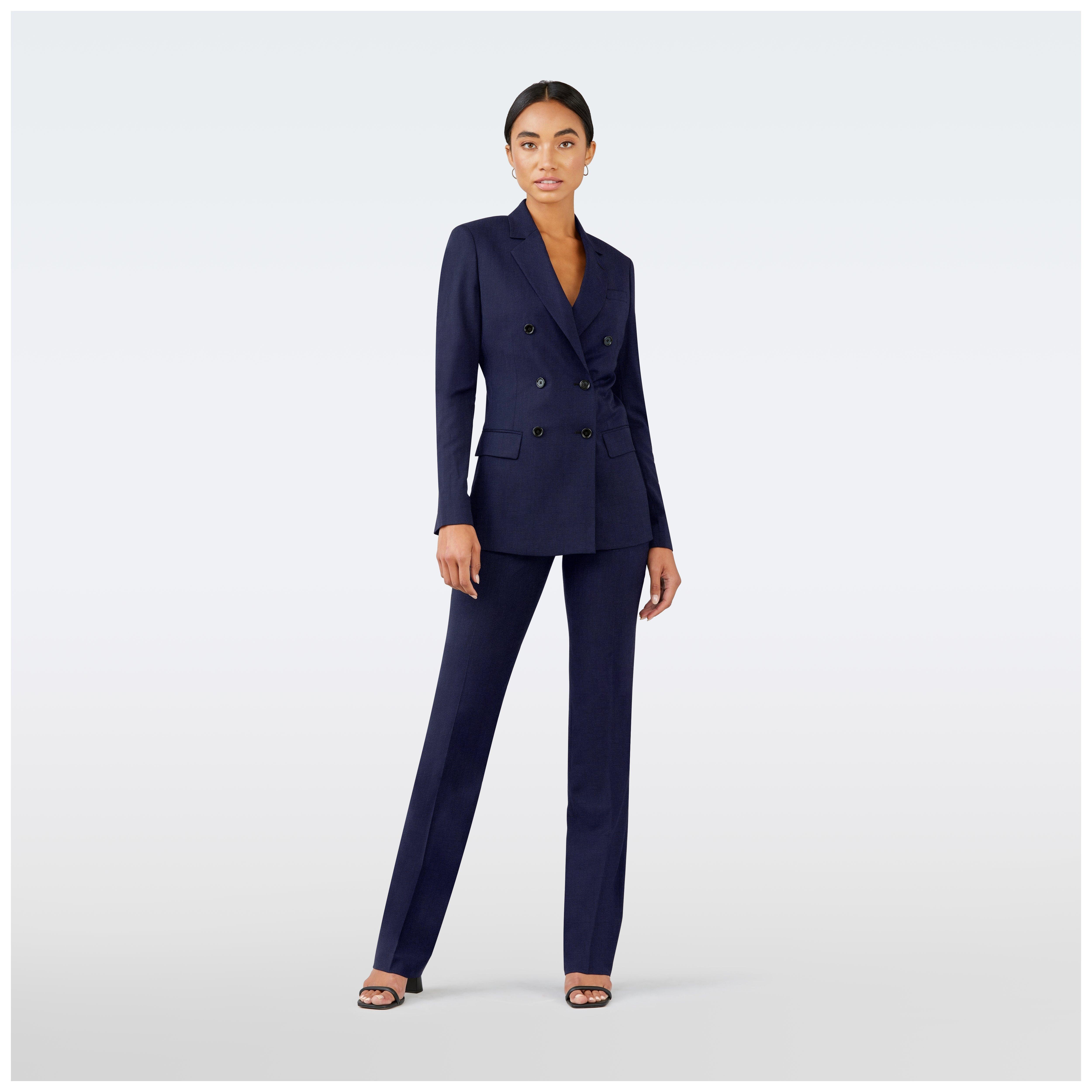 Women's navy suit outfit sales