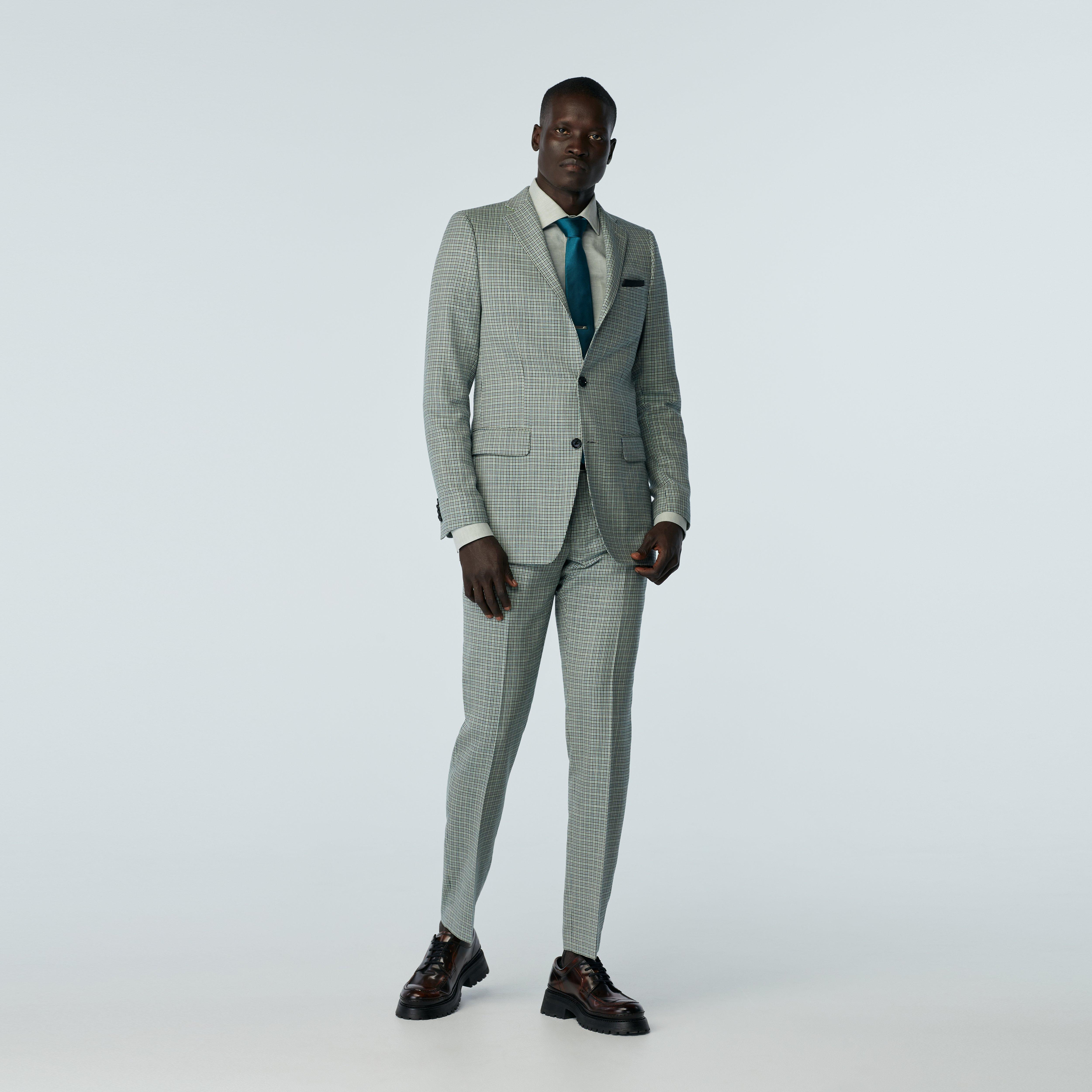 Lambourn Wool Linen Dobby Light Sage Suit