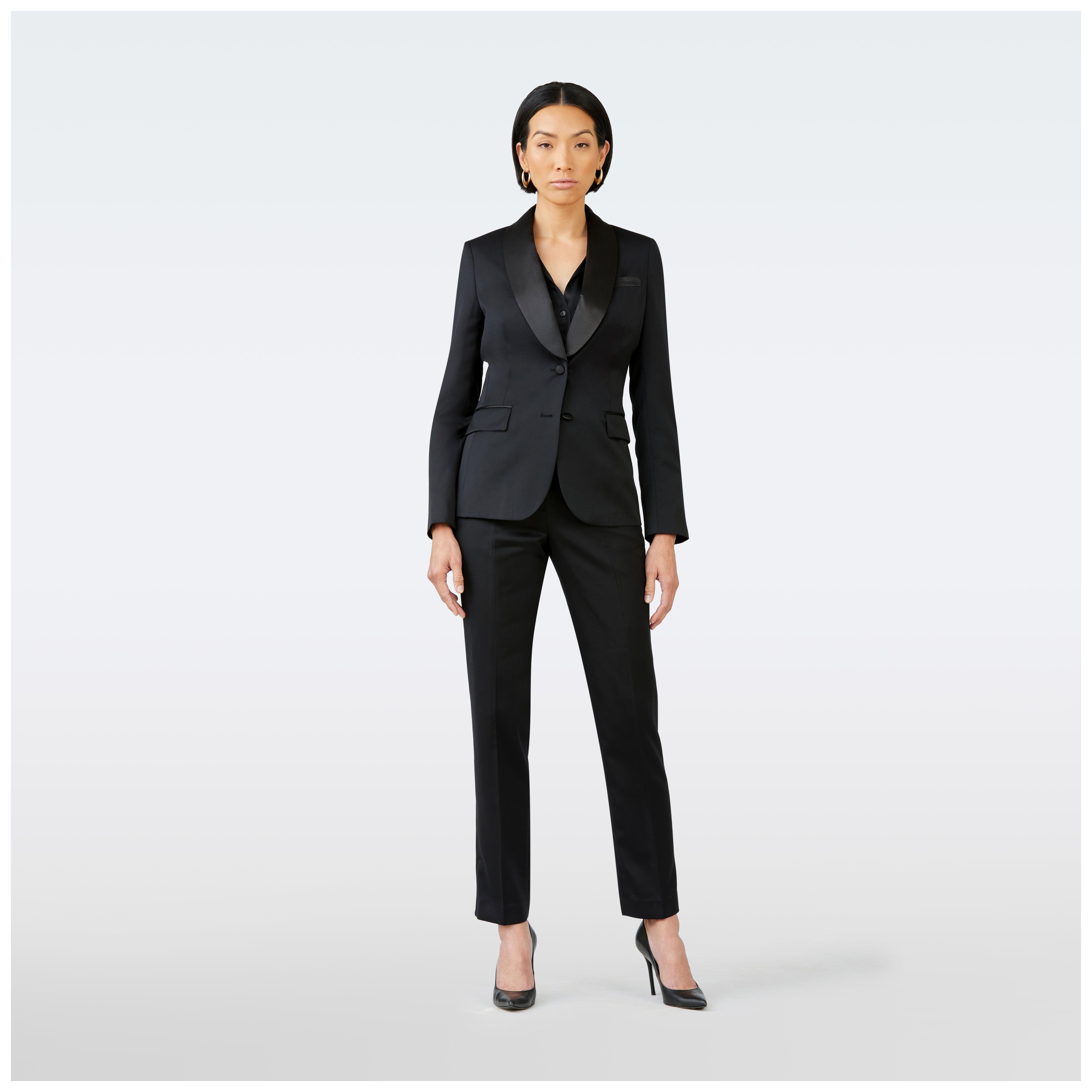 Indochino Women's Custom Hampton Black Tuxedo Suit