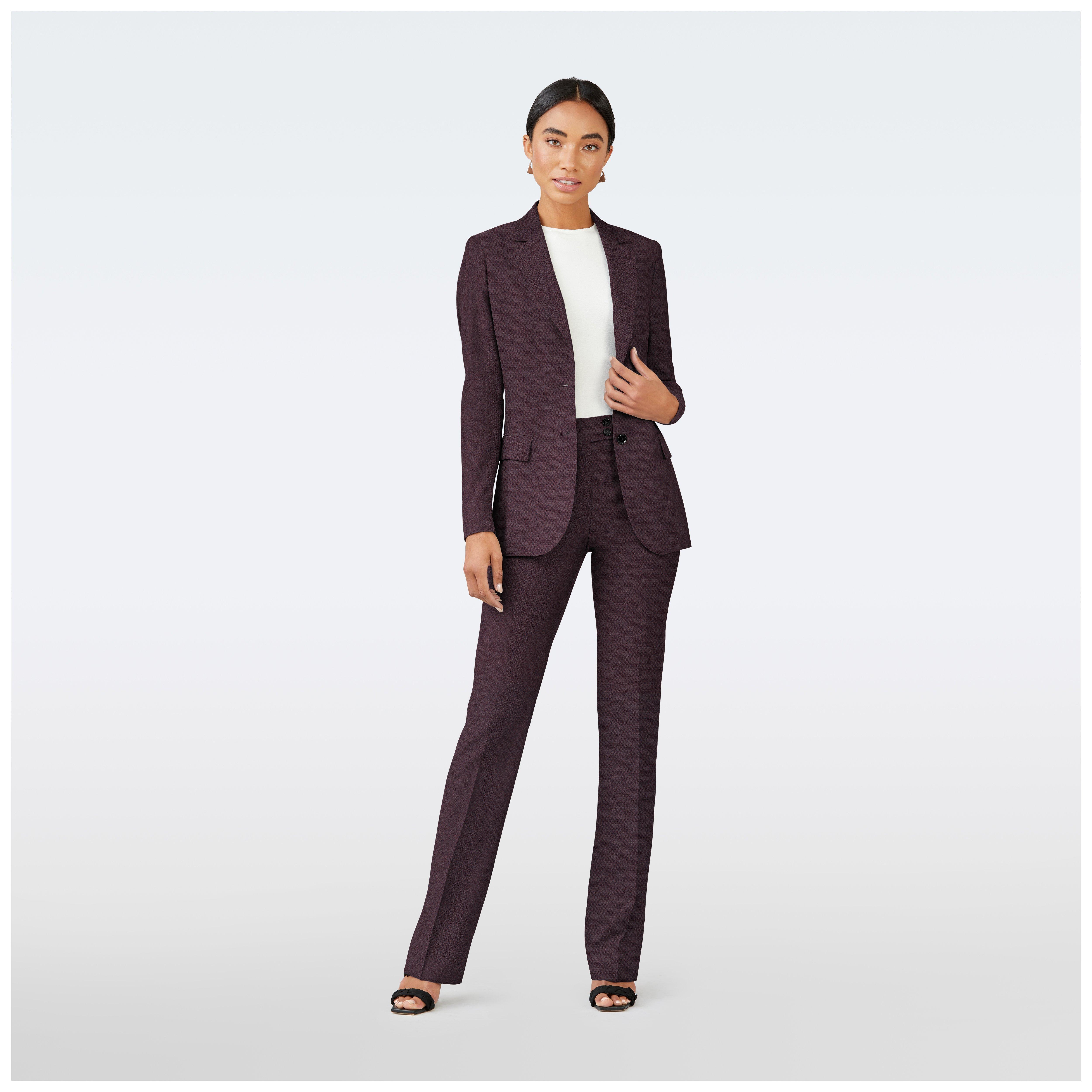 Indochino Women's Custom Highworth Burgundy Suit
