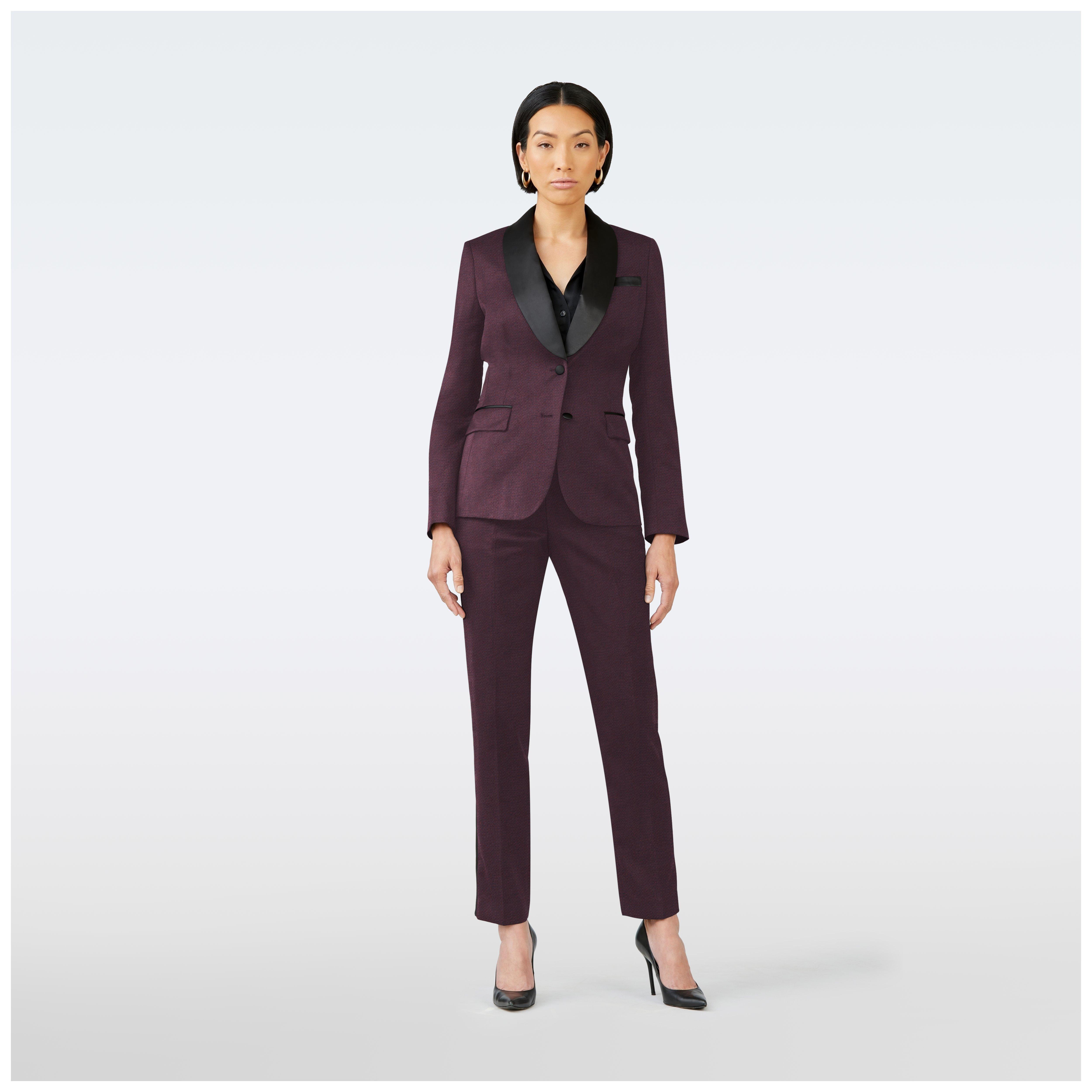 Burgundy suit women best sale