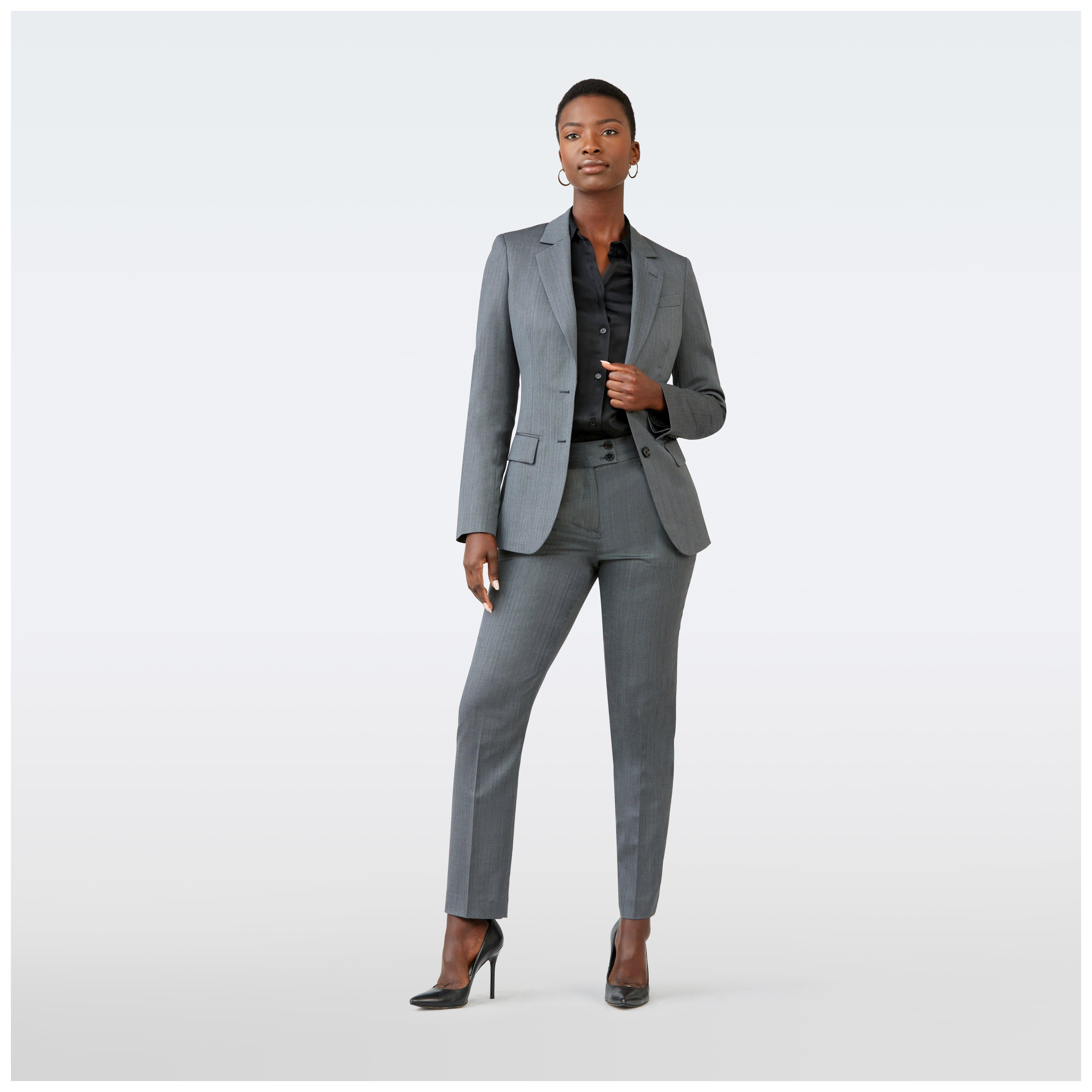 Gray suit women - Highbridge Herringbone Design from Luxury Indochino Collection