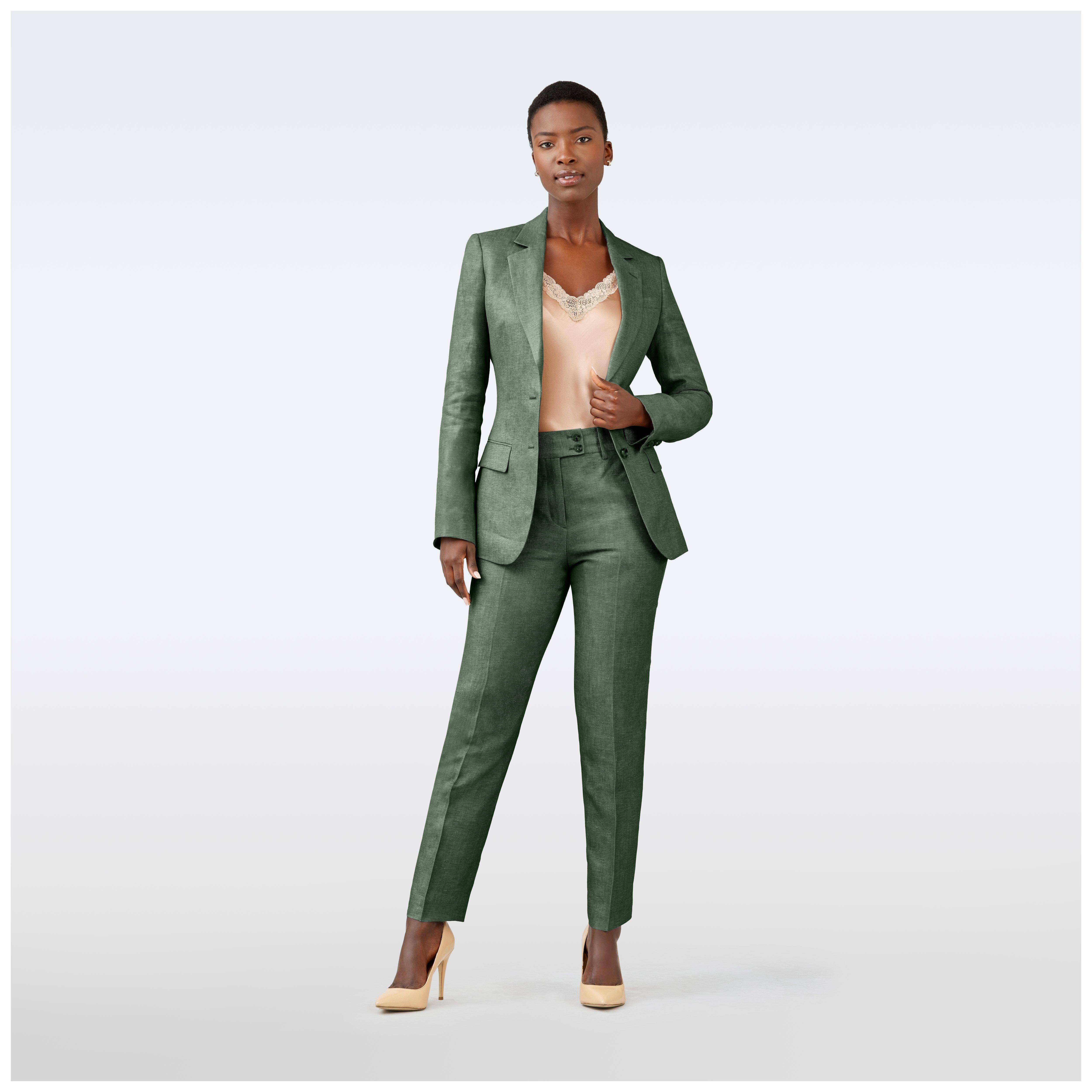Indochino Women's Custom Sailsbury Linen Green Suit
