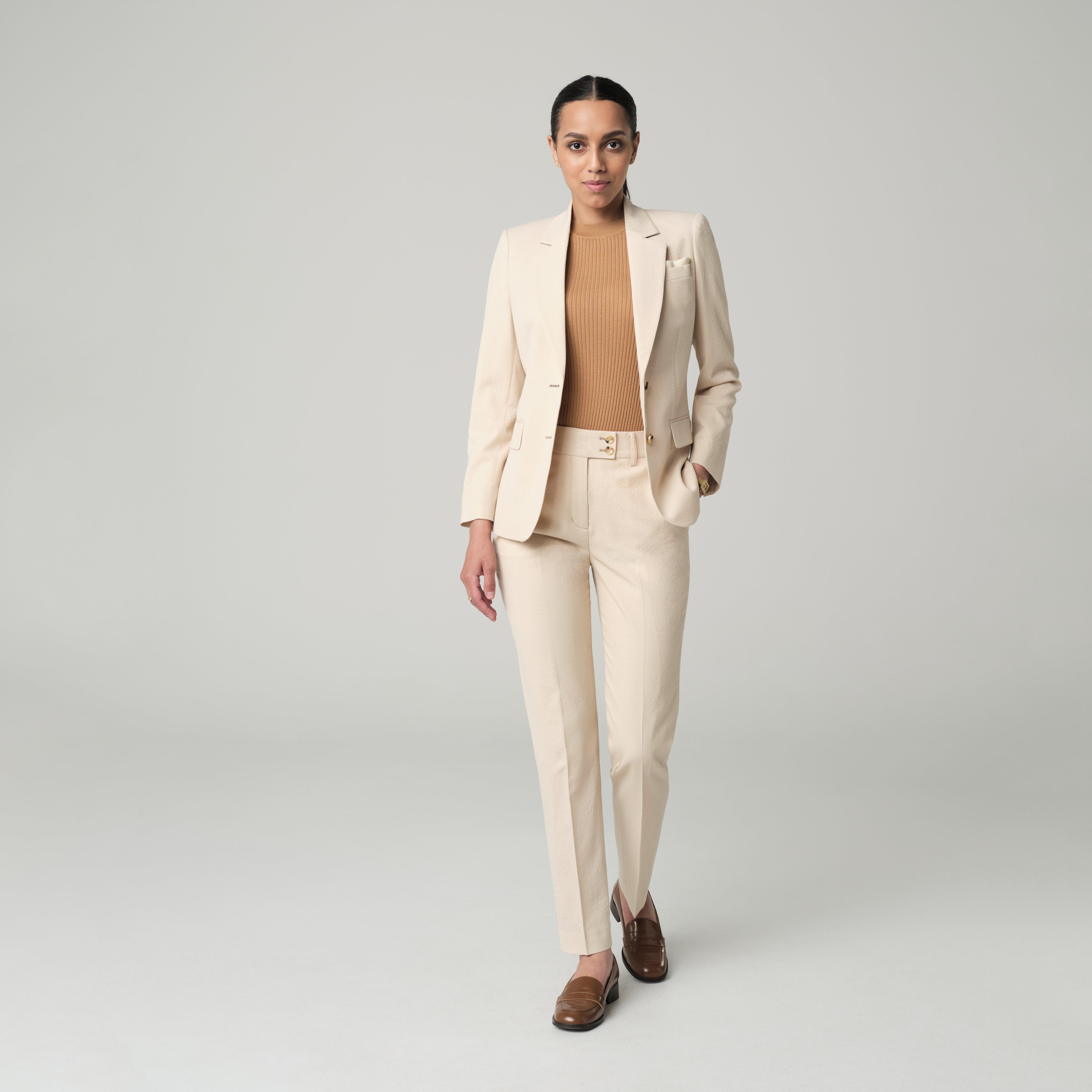 Indochino Women's Custom Stapleford Seersucker Cream Suit