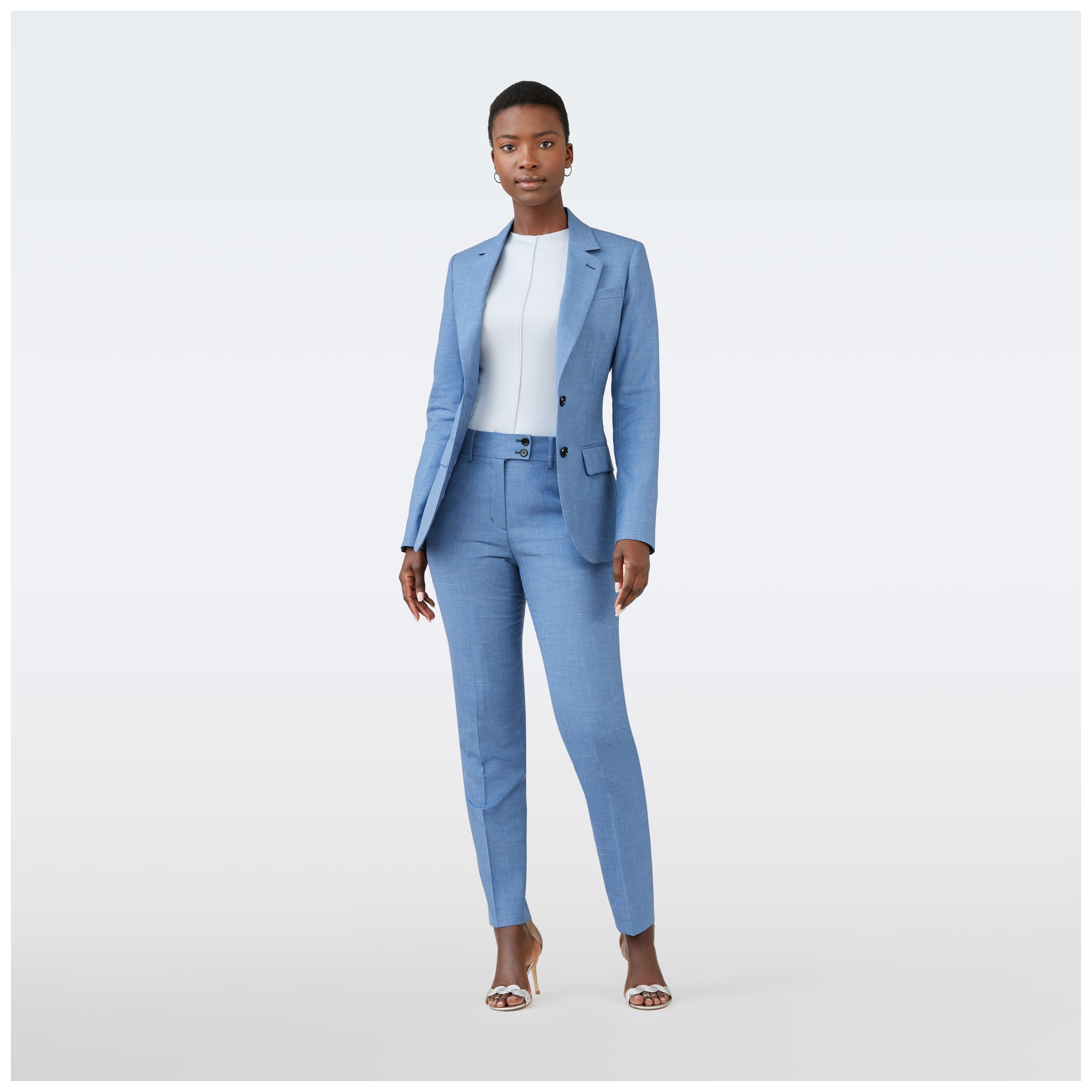Sky Blue Women Suits For Wedding 2 Pieces Irregular Hem Blazer With Belt  Straight Pants Designer Party Prom Dress Custom Made - AliExpress