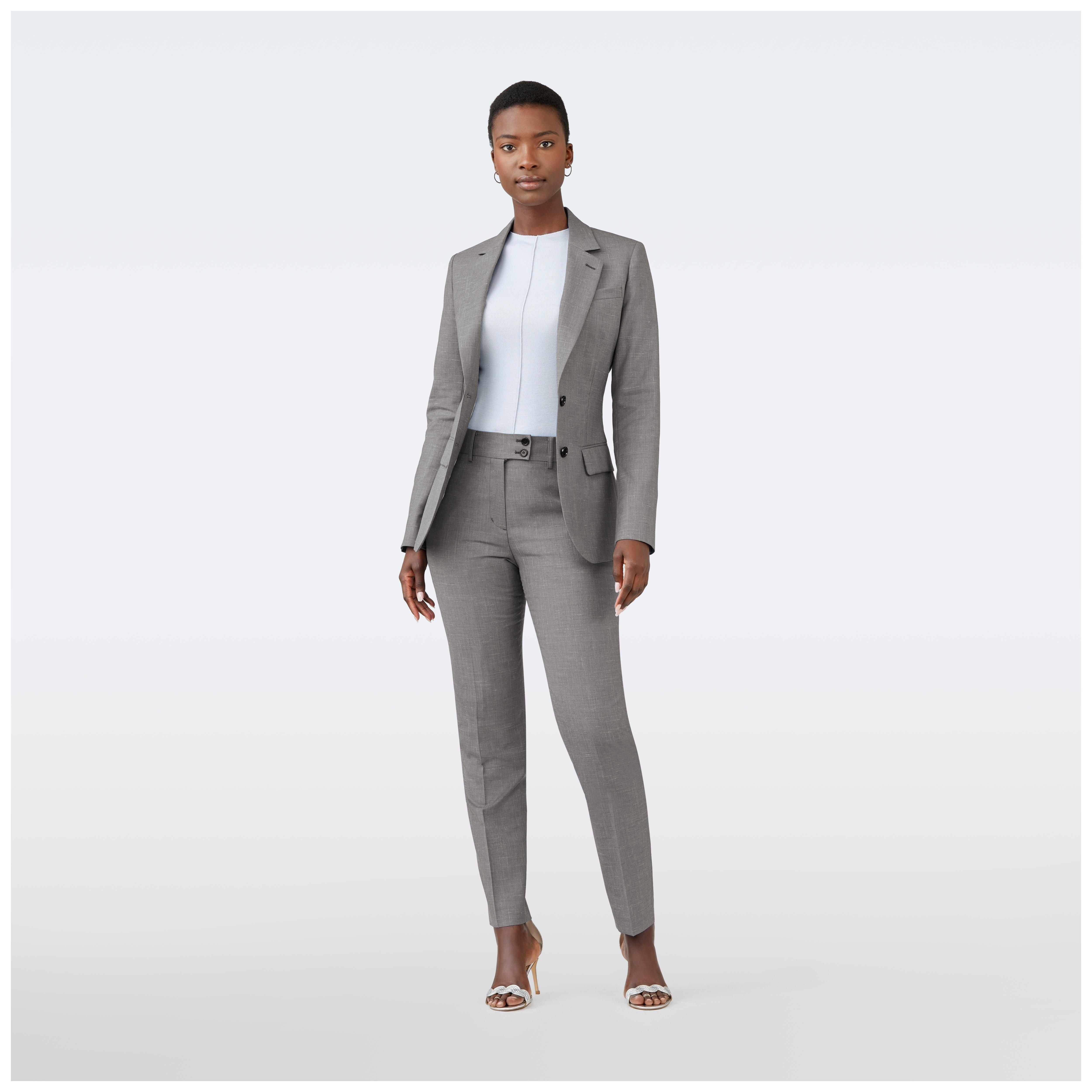 Custom Suits Made For You - Stockport Wool Linen Light Gray Suit Women |  INDOCHINO