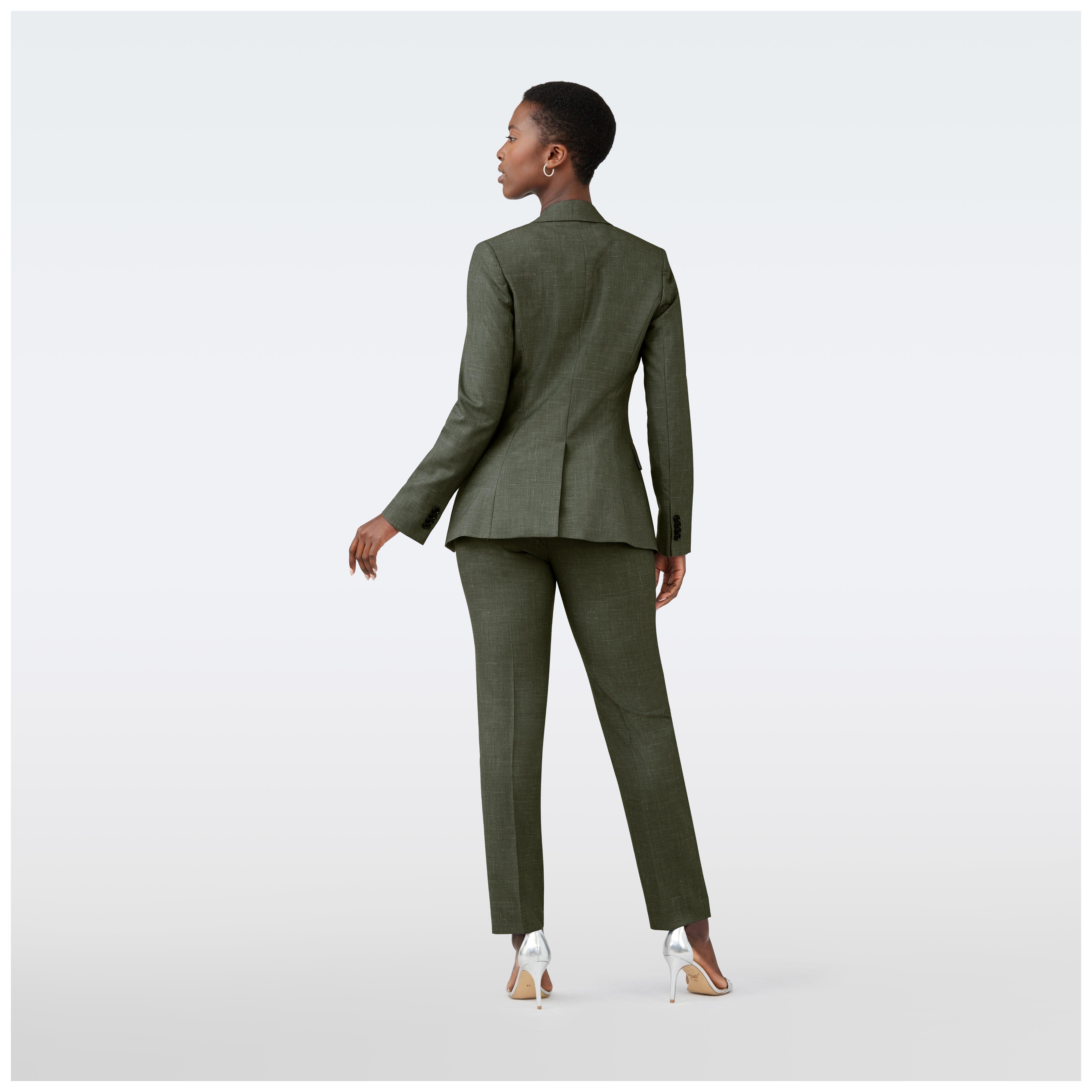 Custom Suits Made For You - Stockport Wool Linen Olive Suit Women ...