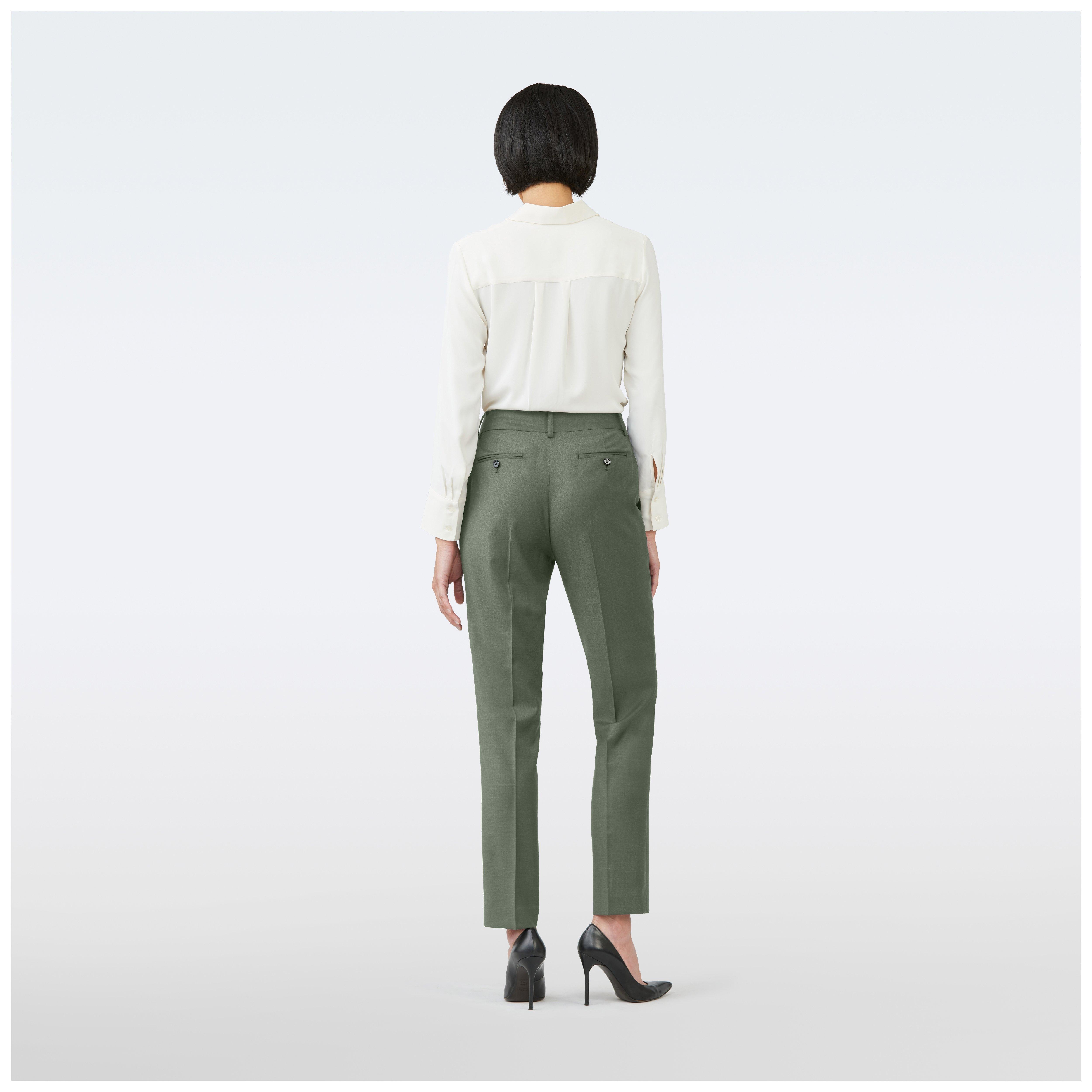 Custom Pants Made For You - Hartley Cotton Stretch Olive Pants women ...