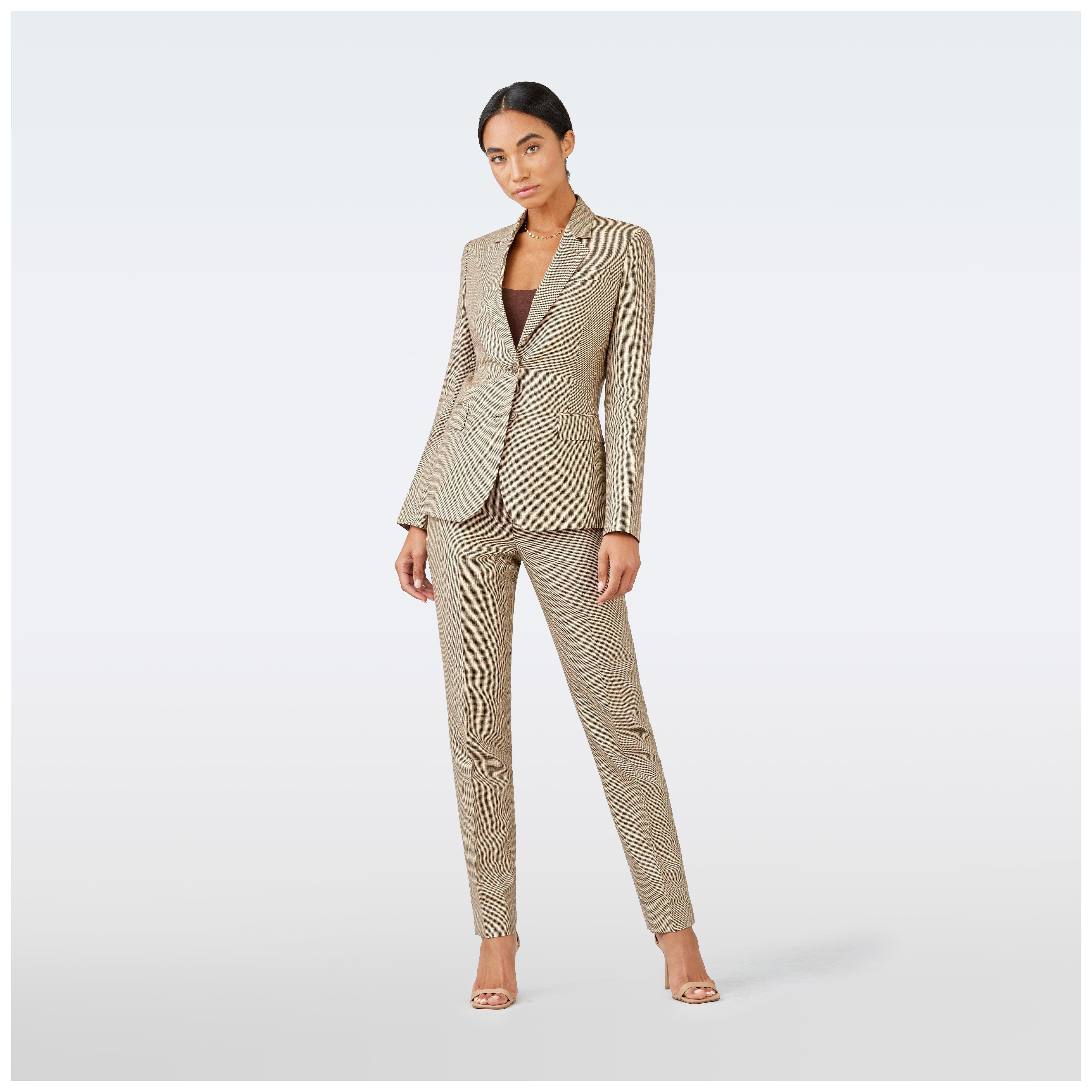 Brown suit women - Barnsley Checked Design from british Indochino Collection