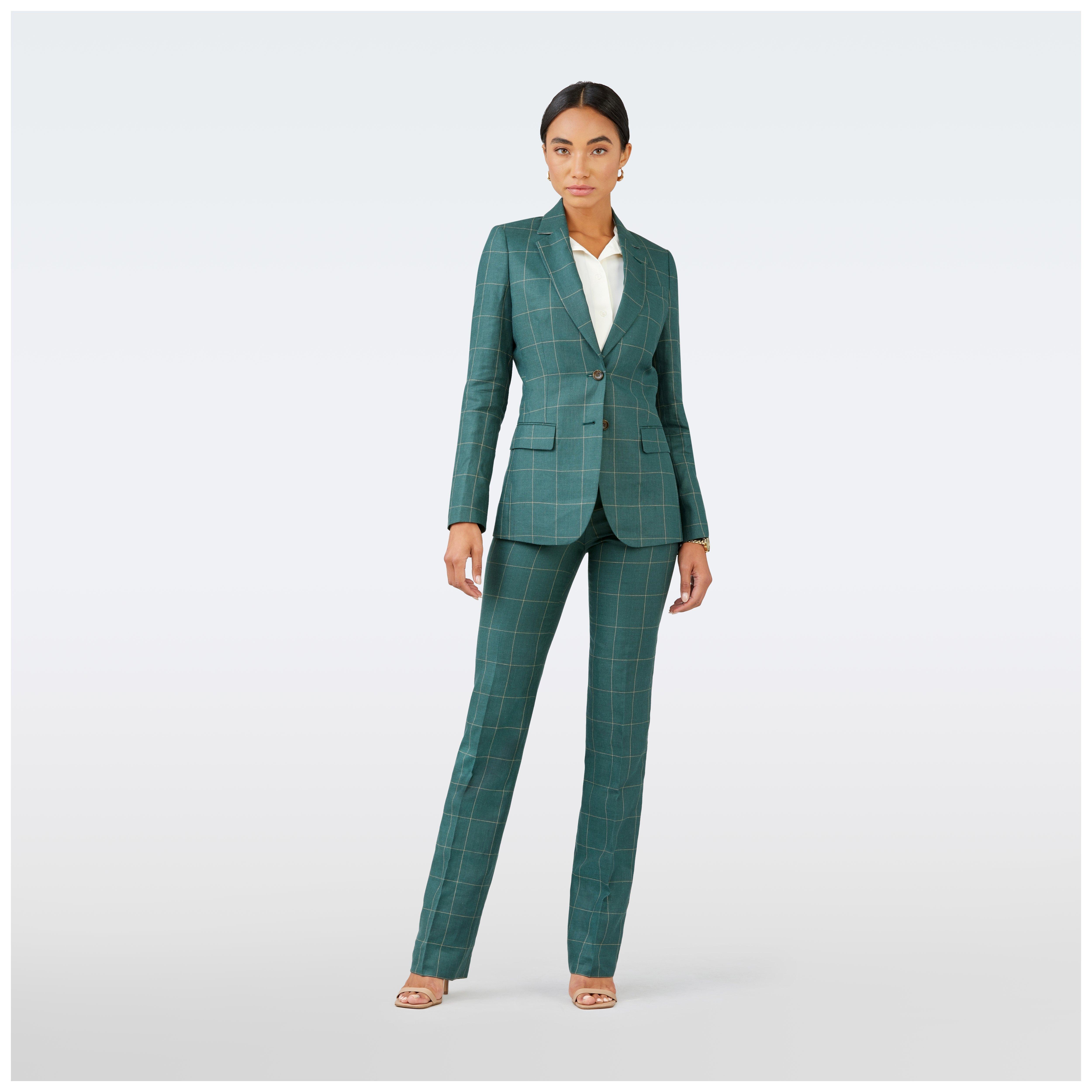 Green suit women - Barnsley Checked Design from british Indochino Collection