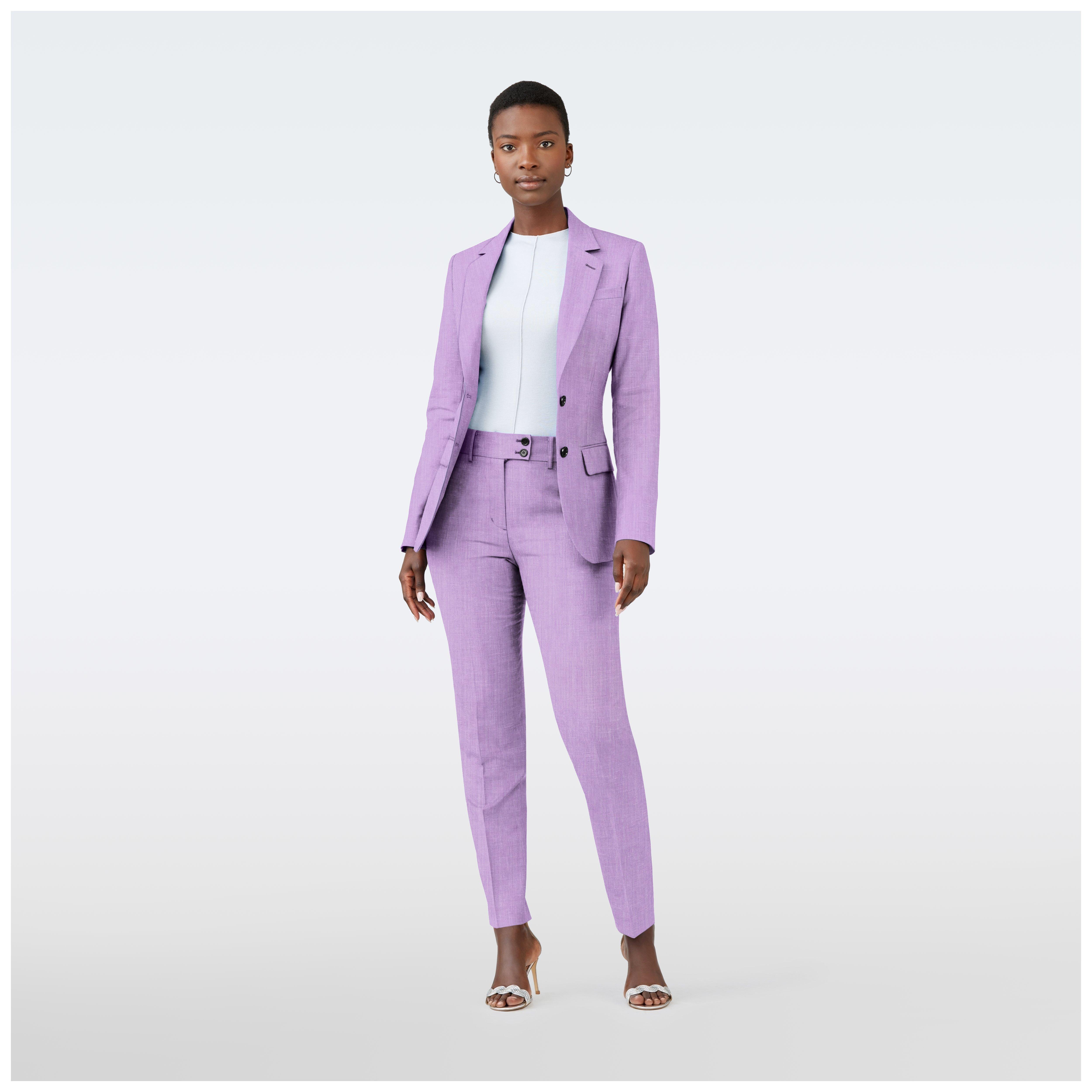 Indochino Women s Custom Knotting Birdseye Lilac Suit Purple Women 100 Wool