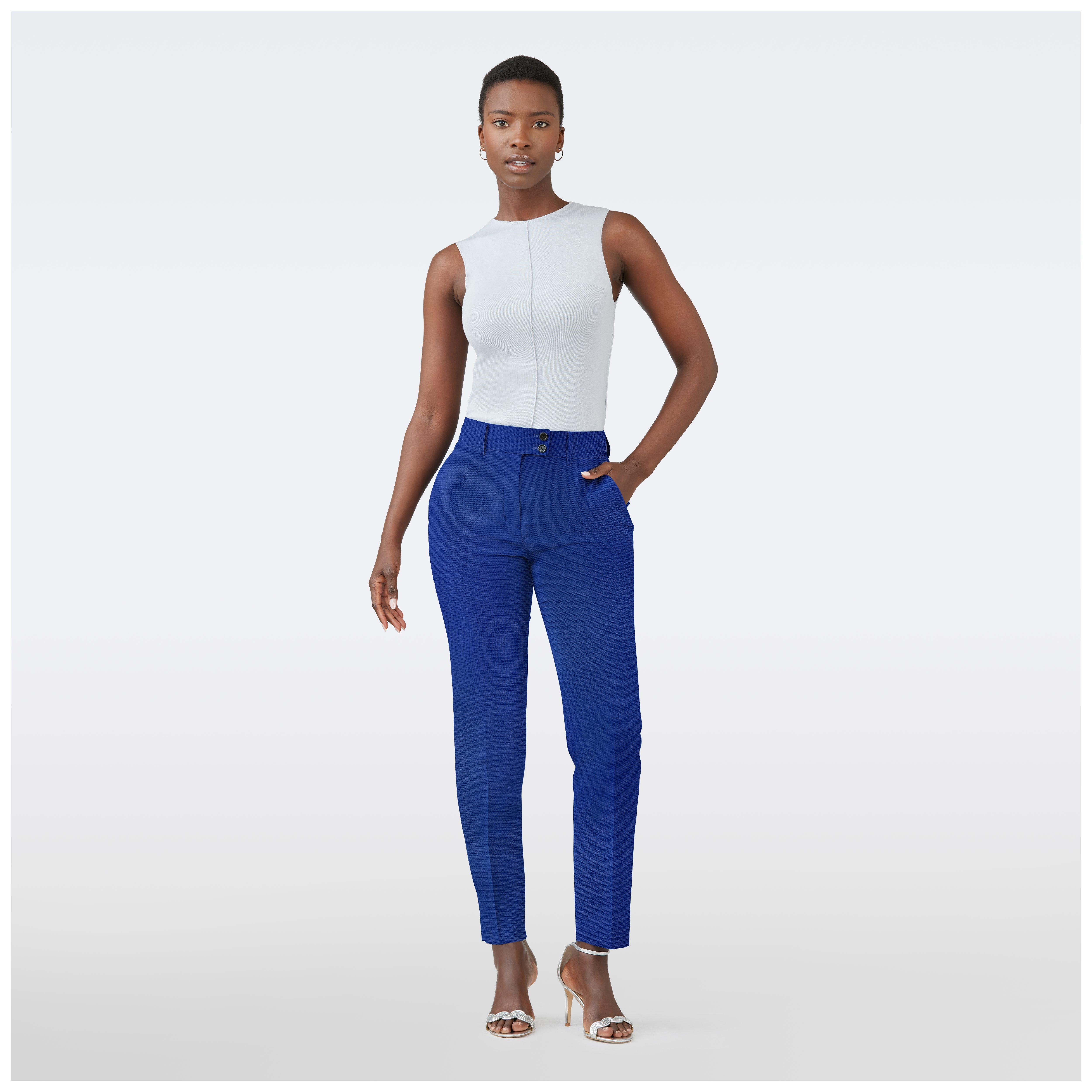 Custom Pants Made For You - Knotting Birdseye Deep Blue Pants Women ...
