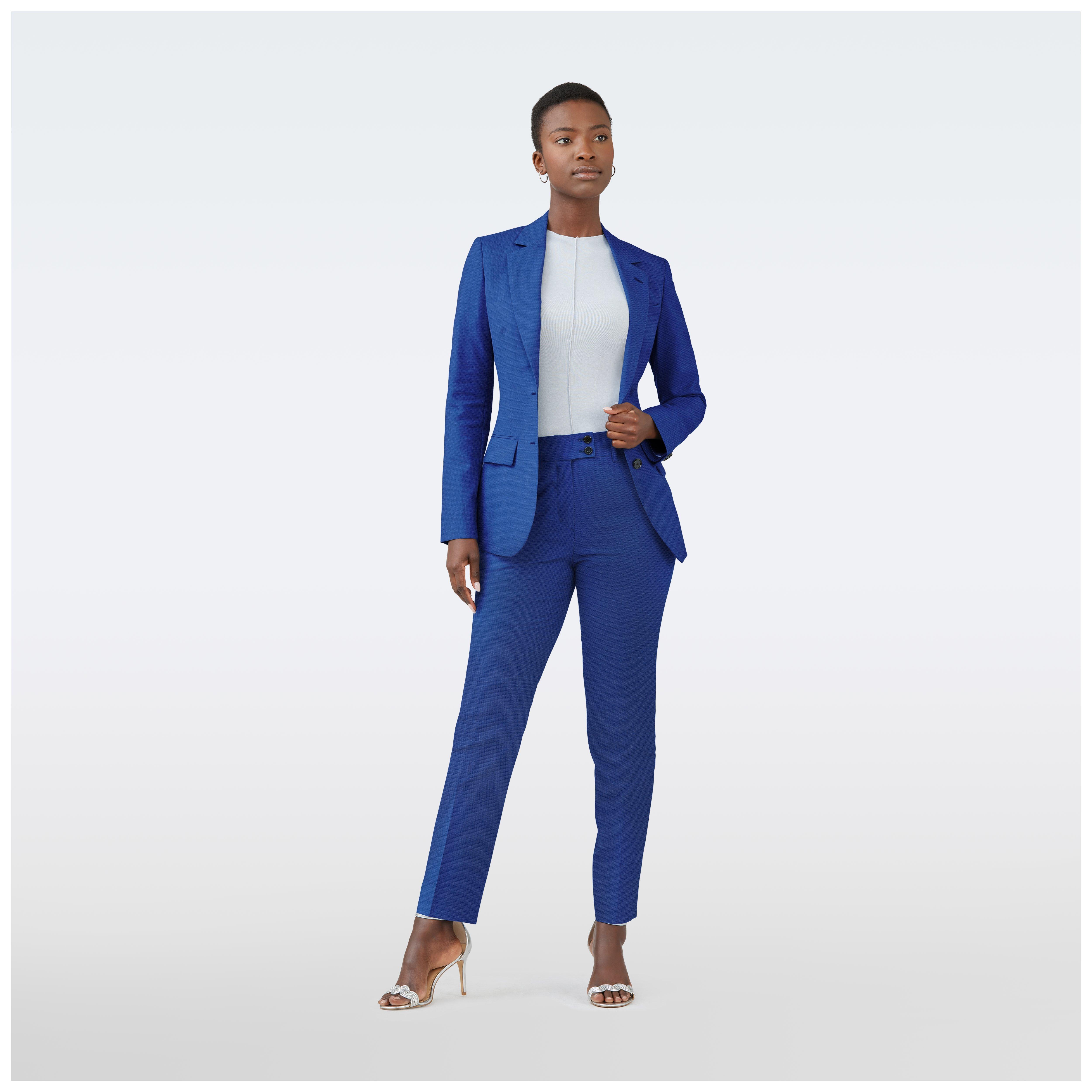 blue suit dress for women Indochino Women's Custom Knotting Birdseye Deep Size:32 - 40 115 cm (45.3 in) Style HX025 Retro 80s 90s Summer