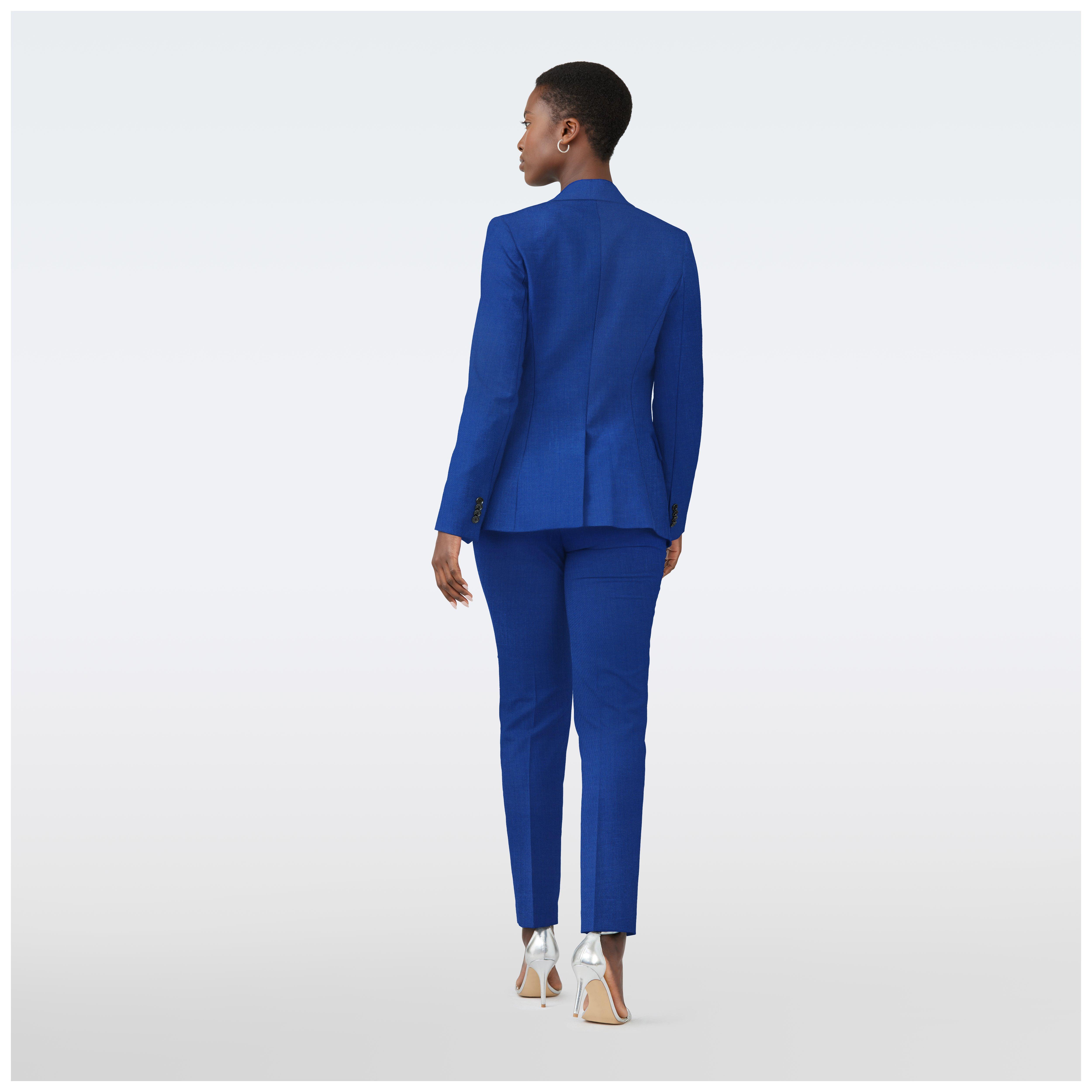 blue suit dress for women Indochino Women's Custom Knotting Birdseye Deep wedding royal blue pant suit womens