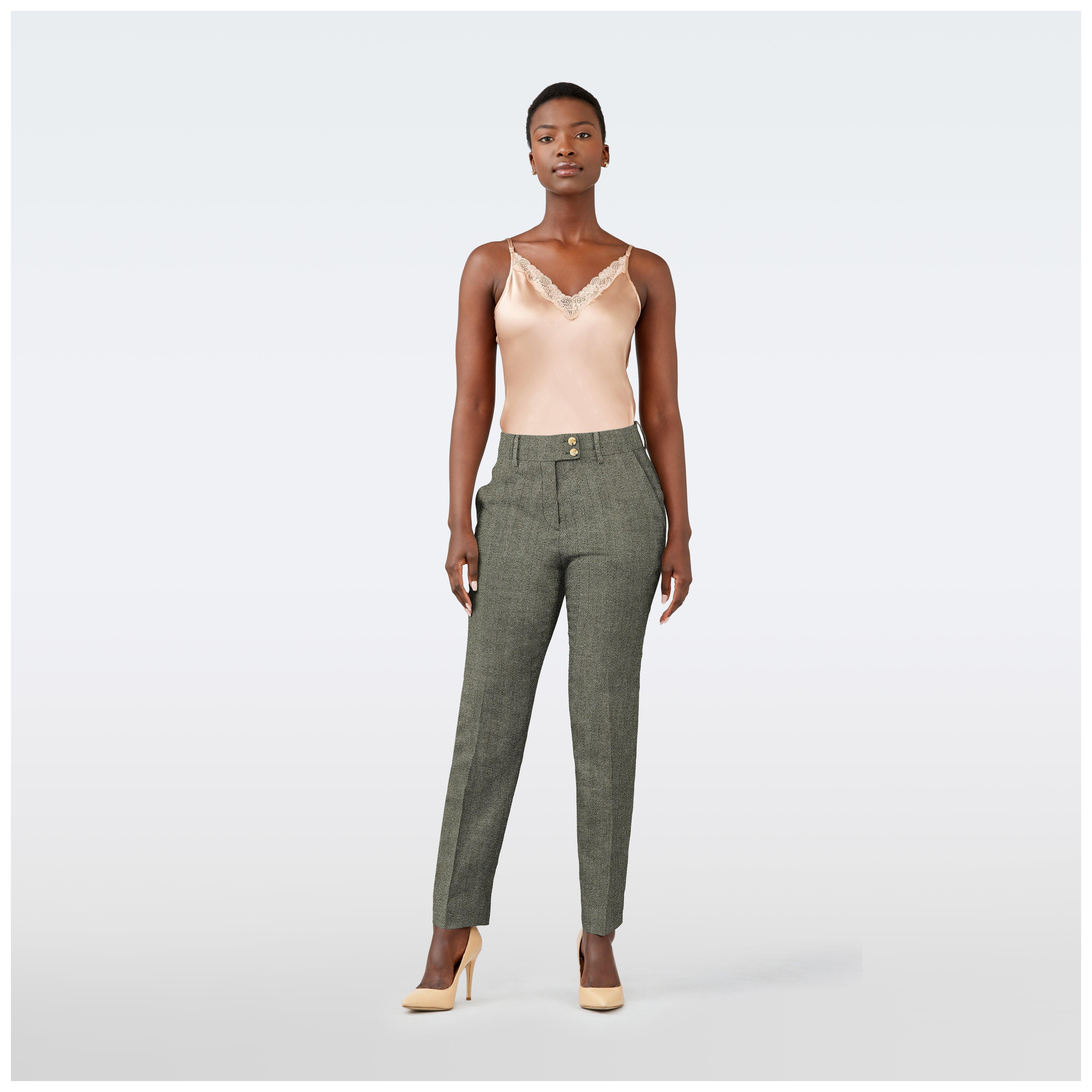 slim fit dress slacks Buy Women's Army Olive Green Stretch Formal Pants Online In India