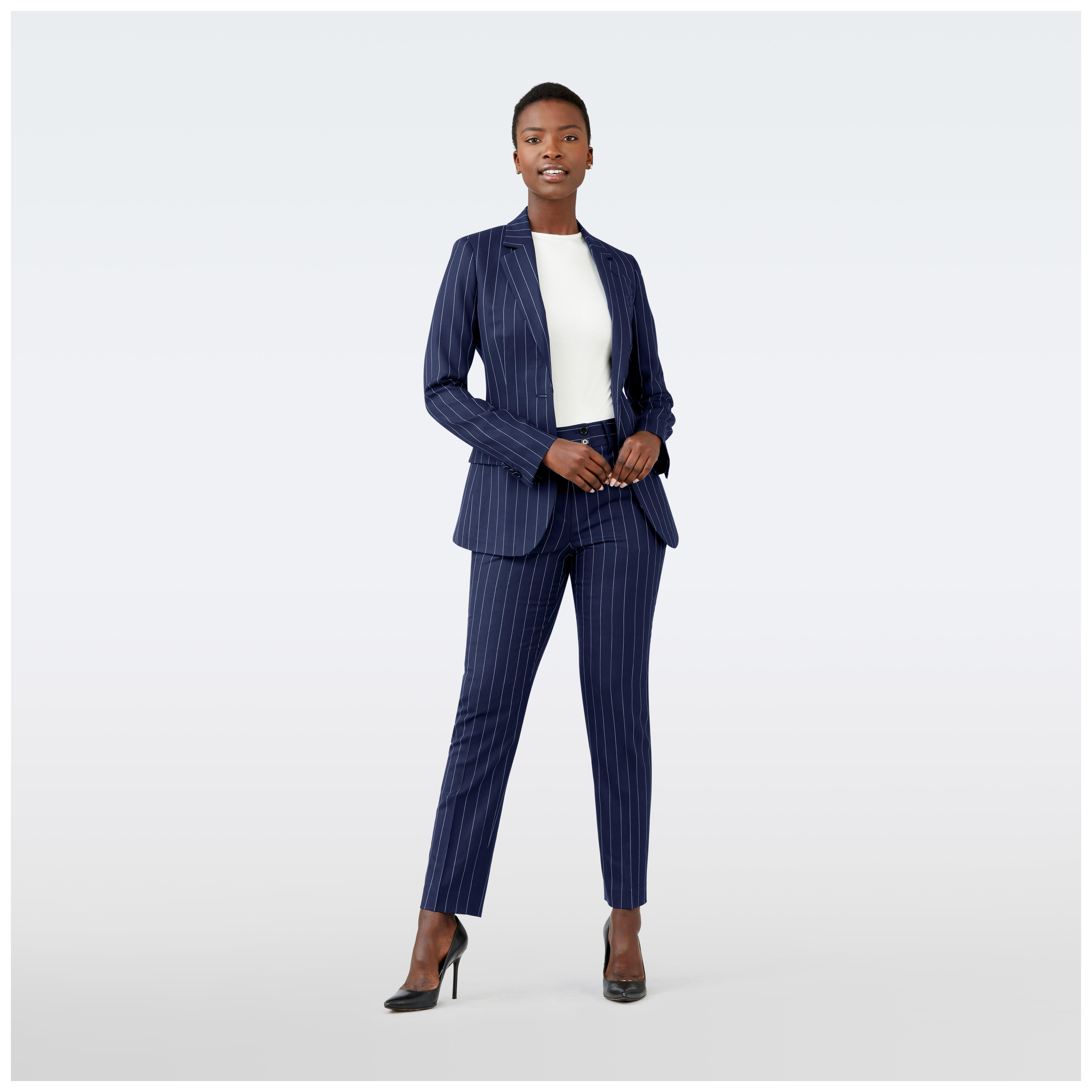 Womens Suits & Blazers 2021 Women Black White Striped Set Broad Shoulder  Blazer Slim Jacket Pants Casual Office Lady Elegant S S896 From Berniceone,  $66.95 | DHgate.Com