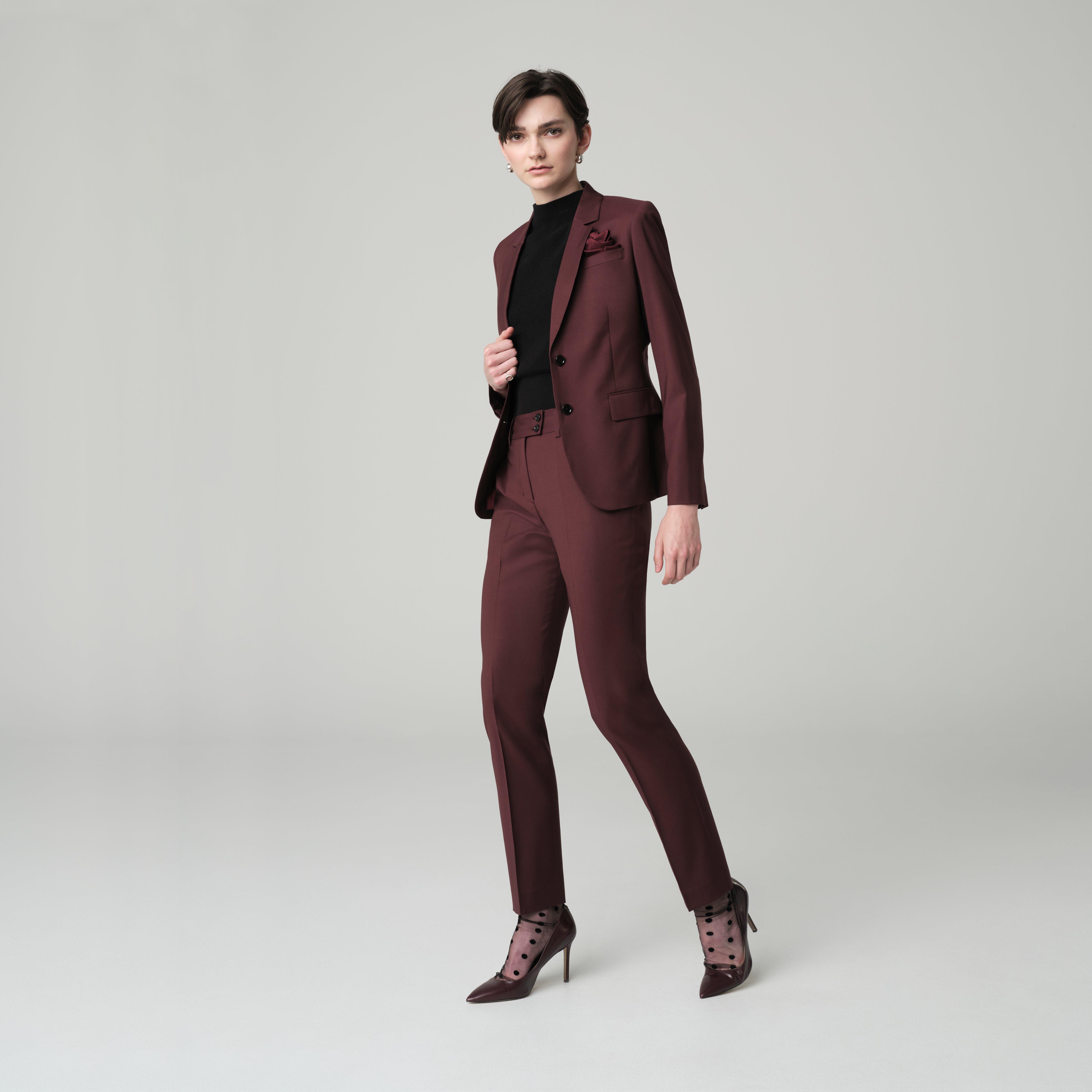 Custom Suits Made For You - Milano Burgundy Suit Women | INDOCHINO 